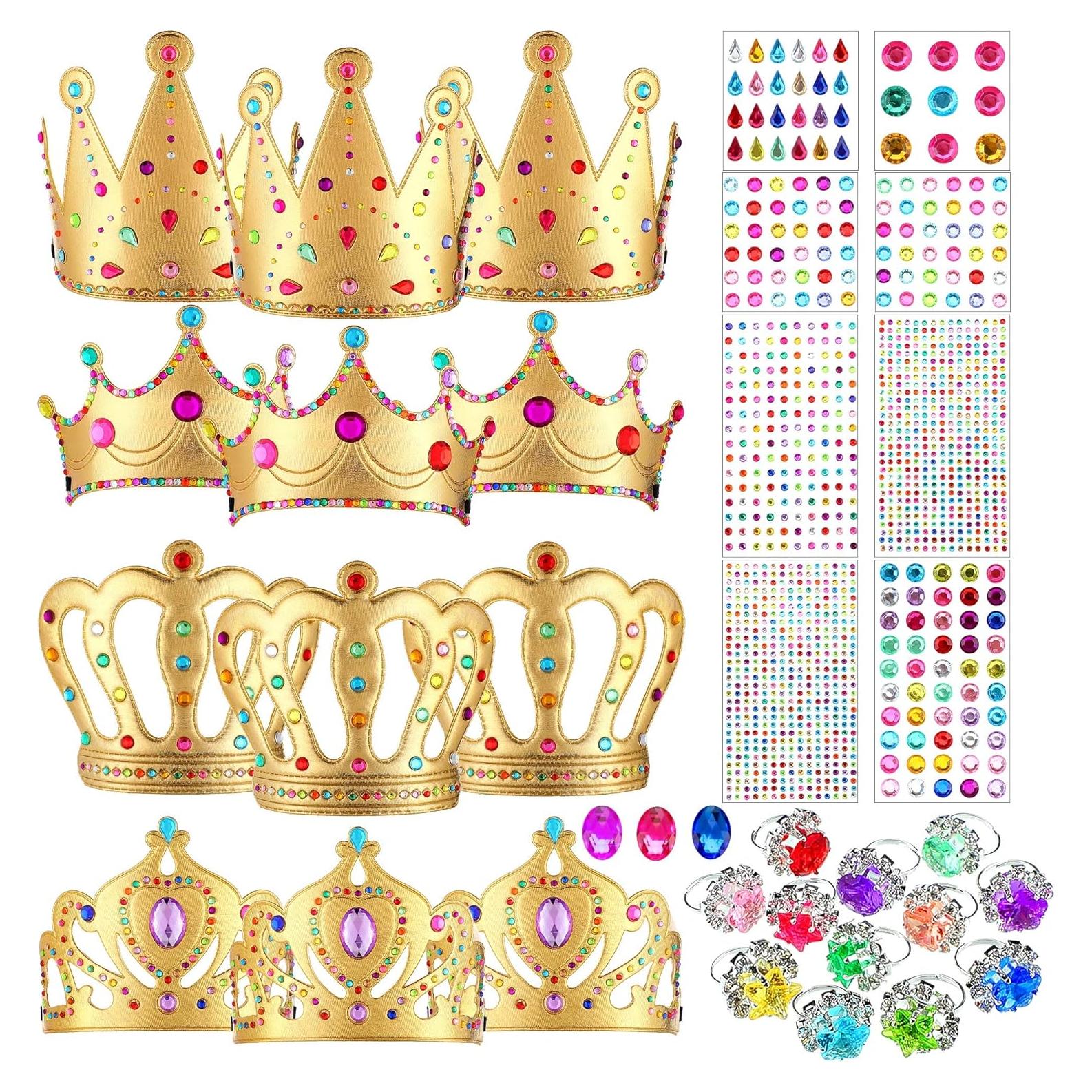 Set 12 Coronitas de Espuma Princesa + 928 Pegatinas + 12 Anillos