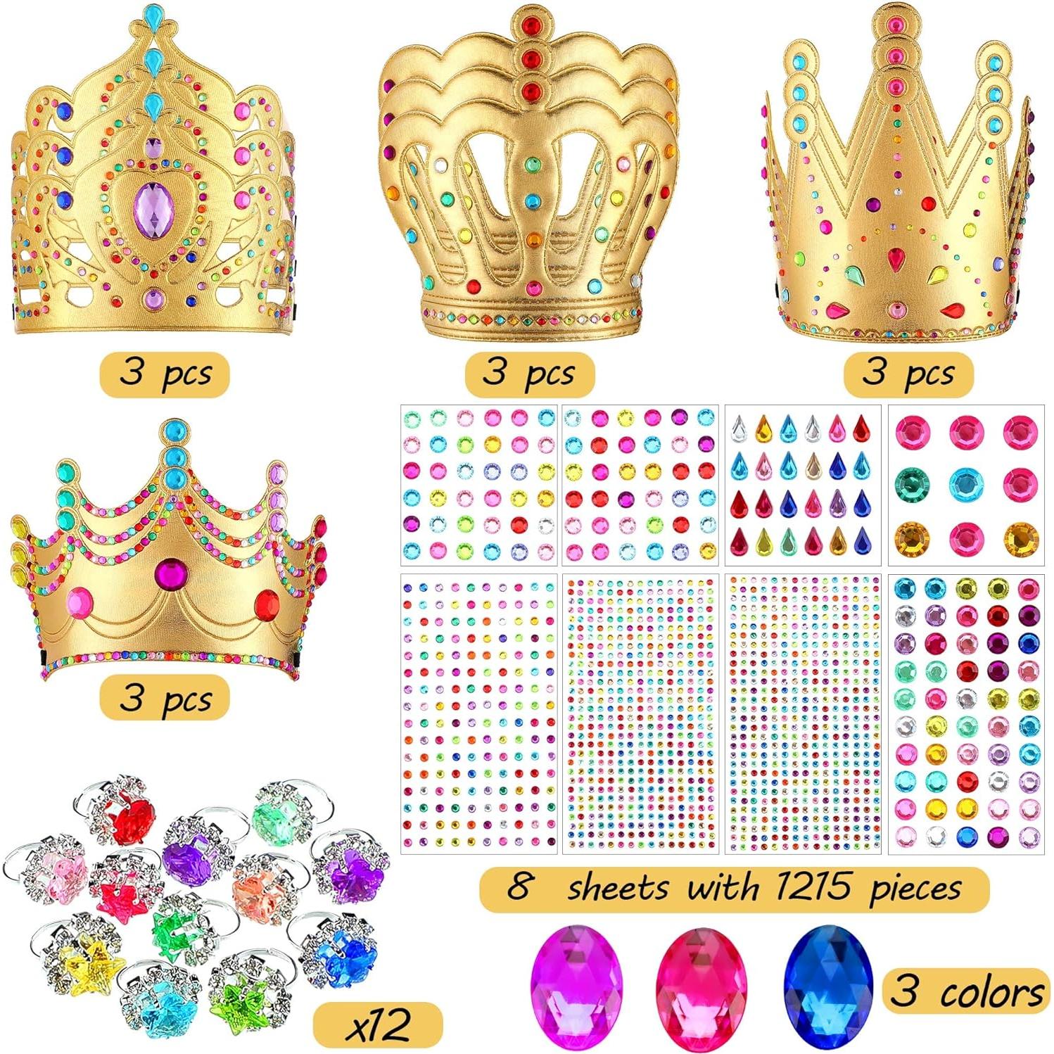 Set 12 Coronitas de Espuma Princesa + 928 Pegatinas + 12 Anillos