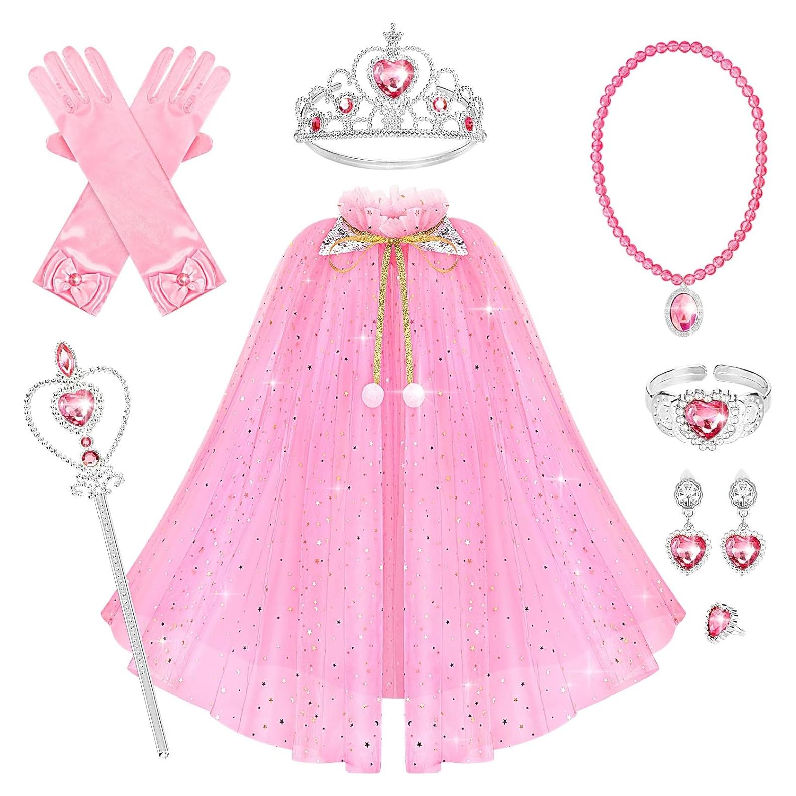 Conjunto de Disfraz de Princesa Rosa con Capa y Accesorios