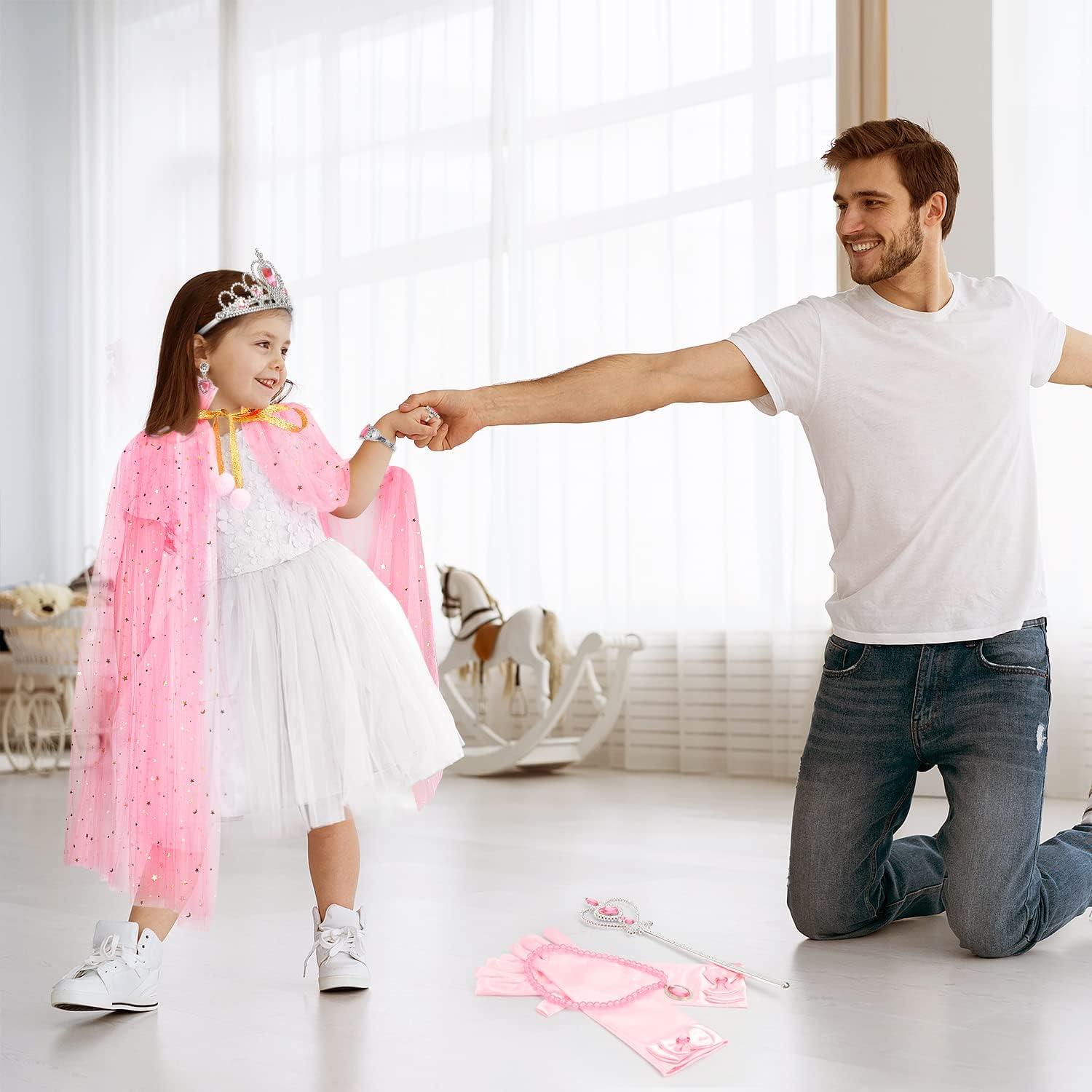 Conjunto de Disfraz de Princesa Rosa con Capa y Accesorios