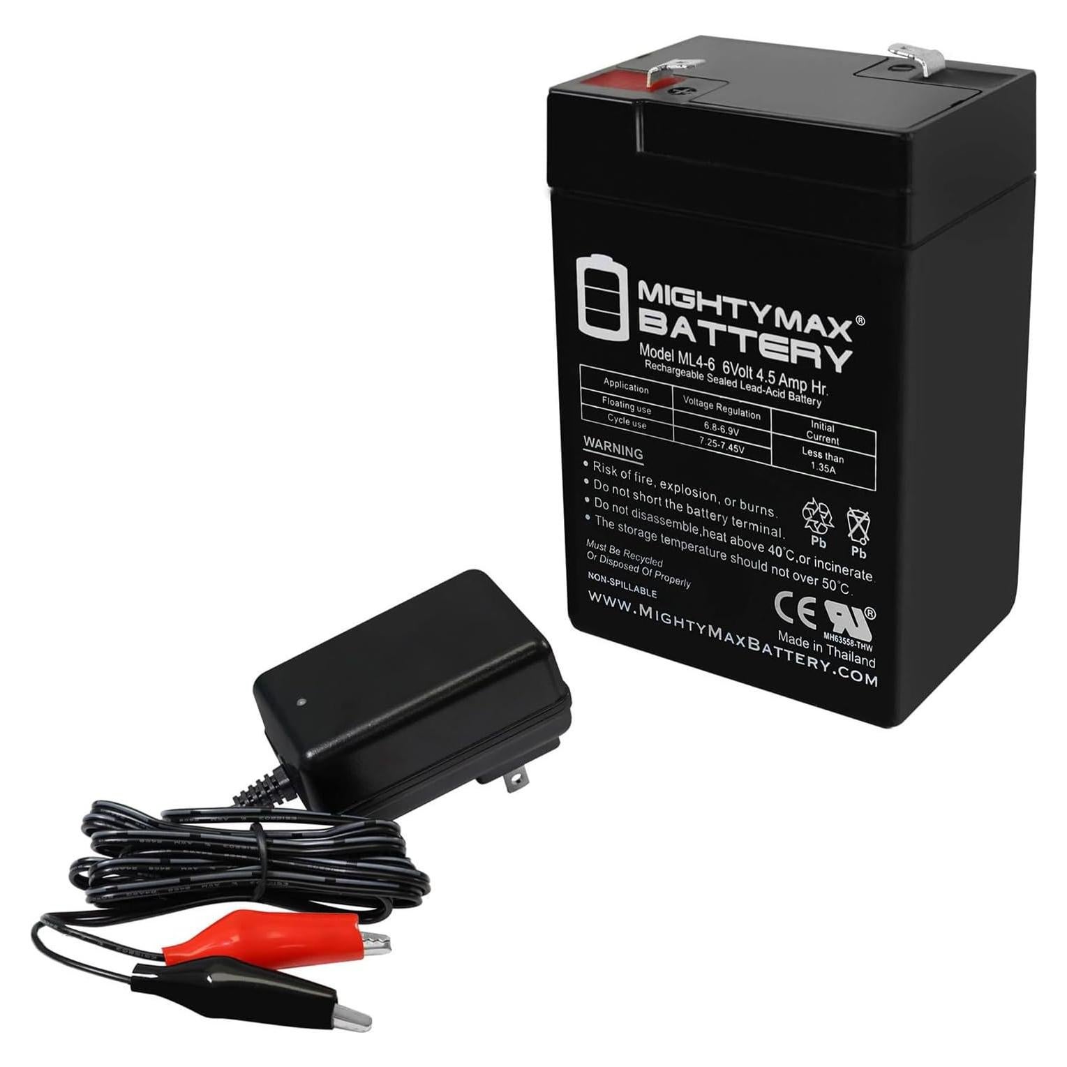 Batería Mighty Max 6V 4.5AH con Cargador para Scooter Disney