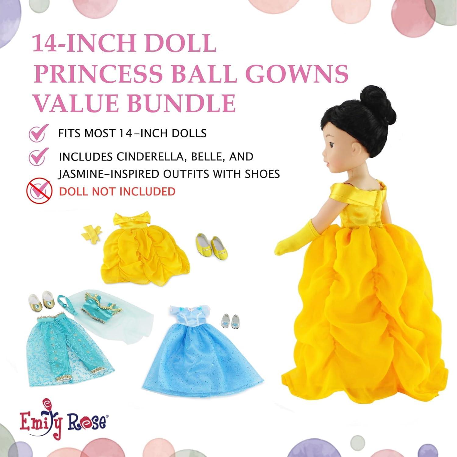 Conjunto de Ropa de Princesa para Muñeca 14" Emily Rose 9 Piezas