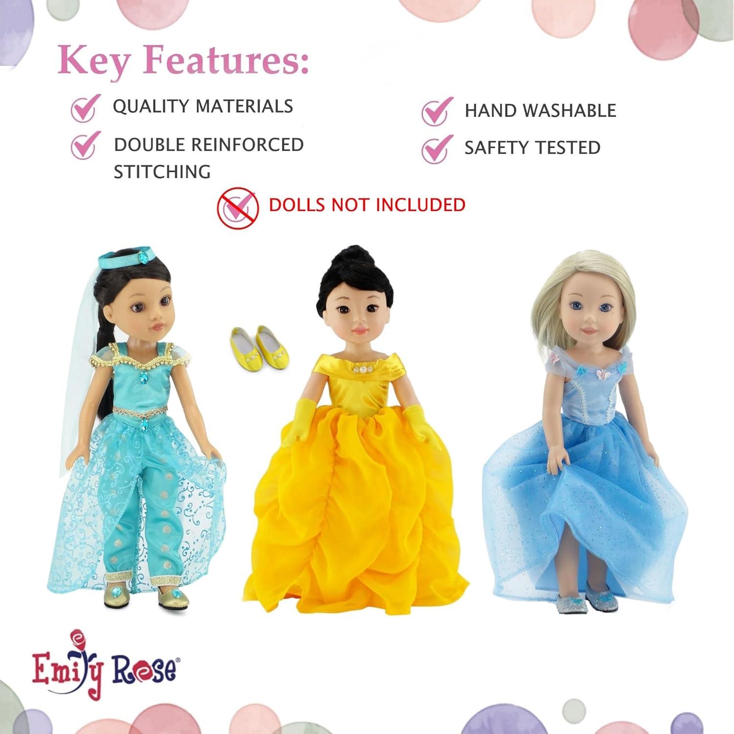 Conjunto de Ropa de Princesa para Muñeca 14" Emily Rose 9 Piezas