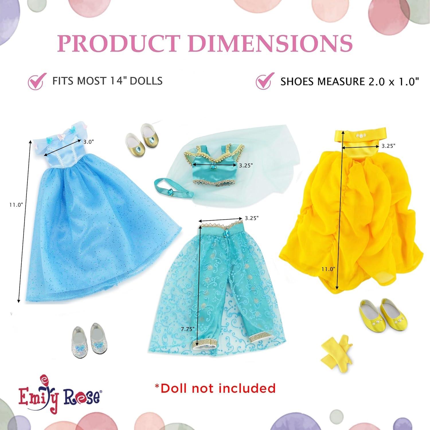 Conjunto de Ropa de Princesa para Muñeca 14" Emily Rose 9 Piezas