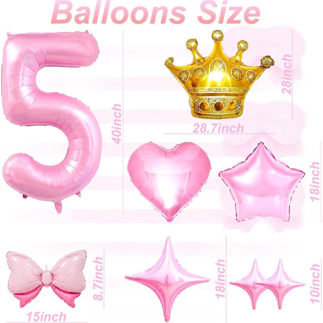 Decoraciones de Fiesta de Cumpleaños Princesa - Globos Rosa 5