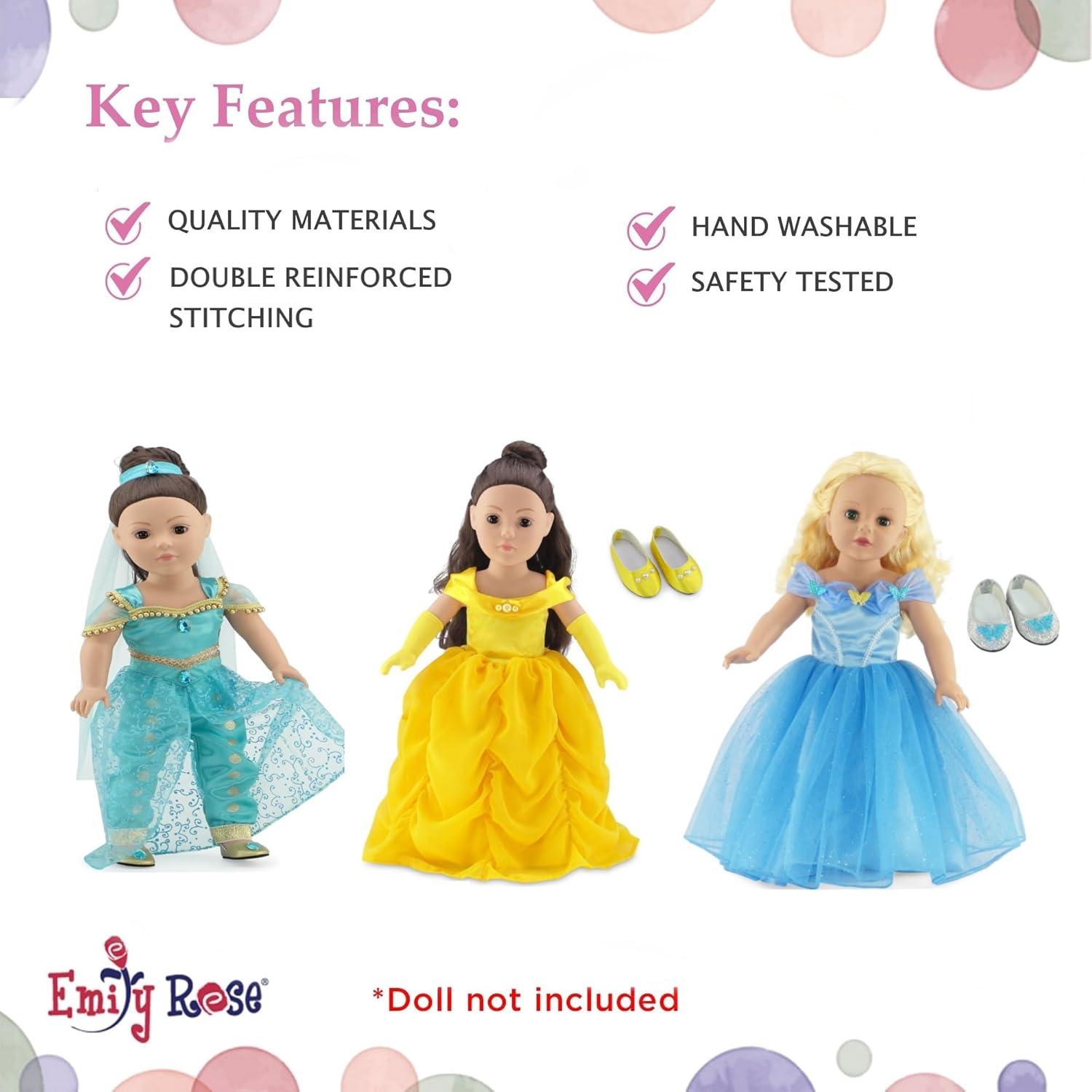 Conjunto de Ropa para Muñeca Emily Rose 18" - 9 Piezas Princesa