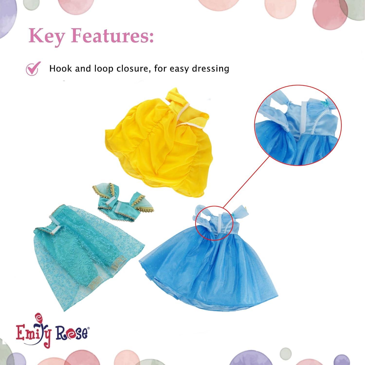 Conjunto de Ropa para Muñeca Emily Rose 18" - 9 Piezas Princesa