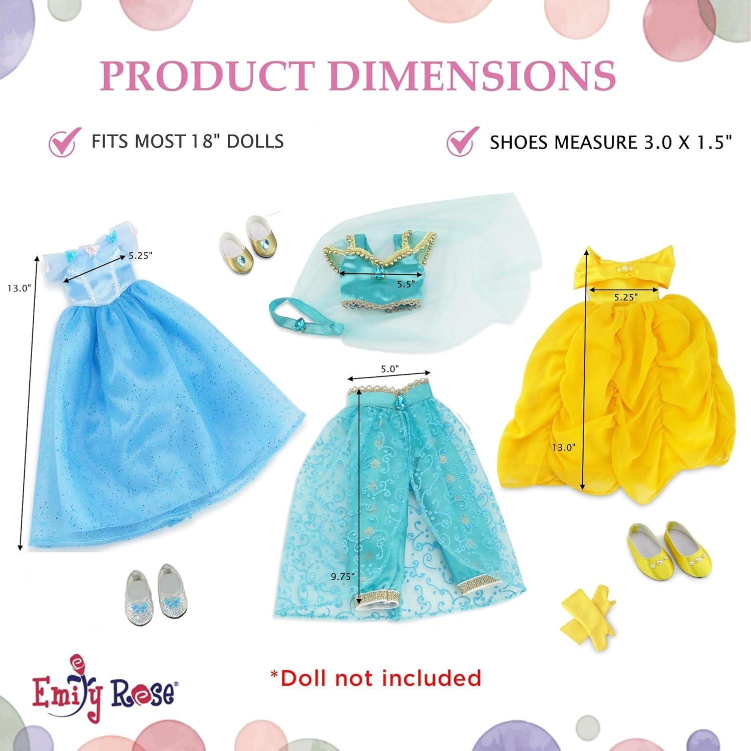 Conjunto de Ropa para Muñeca Emily Rose 18" - 9 Piezas Princesa