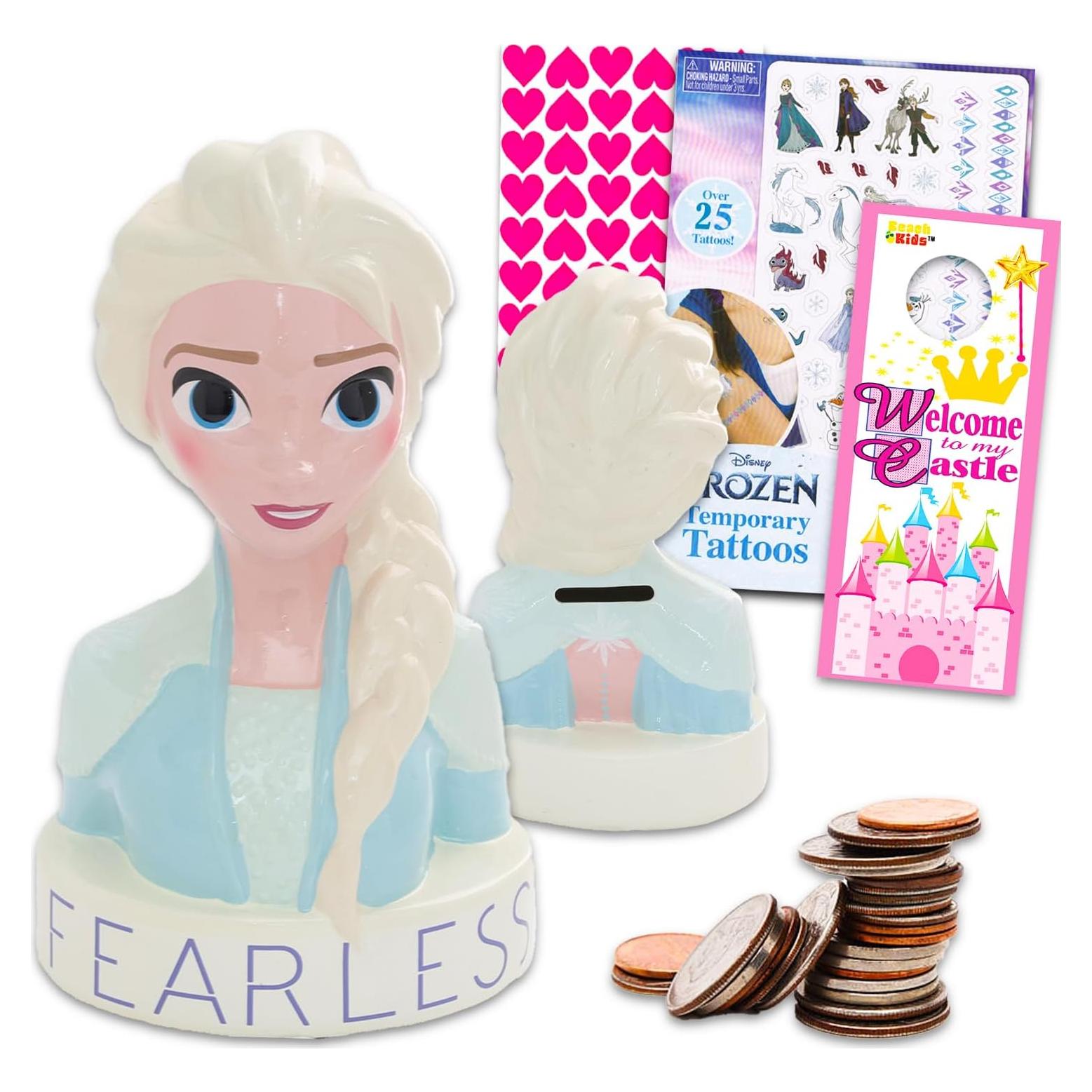 Hucha Cerámica Elsa Frozen + Stickers y Tatuajes - Disney