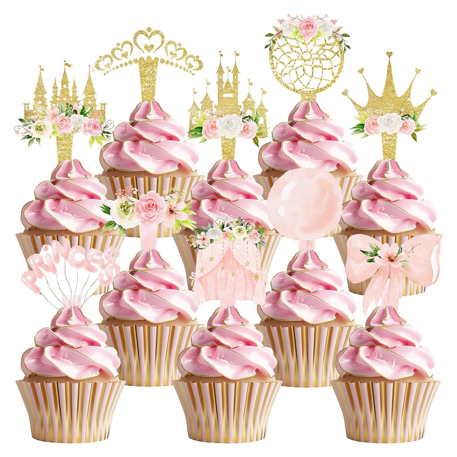 40 Toppers de Cupcakes Princesa - Decoración Fiesta Cumpleaños