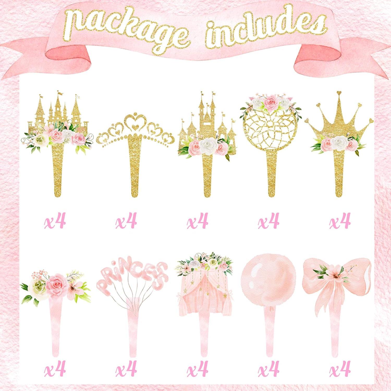 40 Toppers de Cupcakes Princesa - Decoración Fiesta Cumpleaños