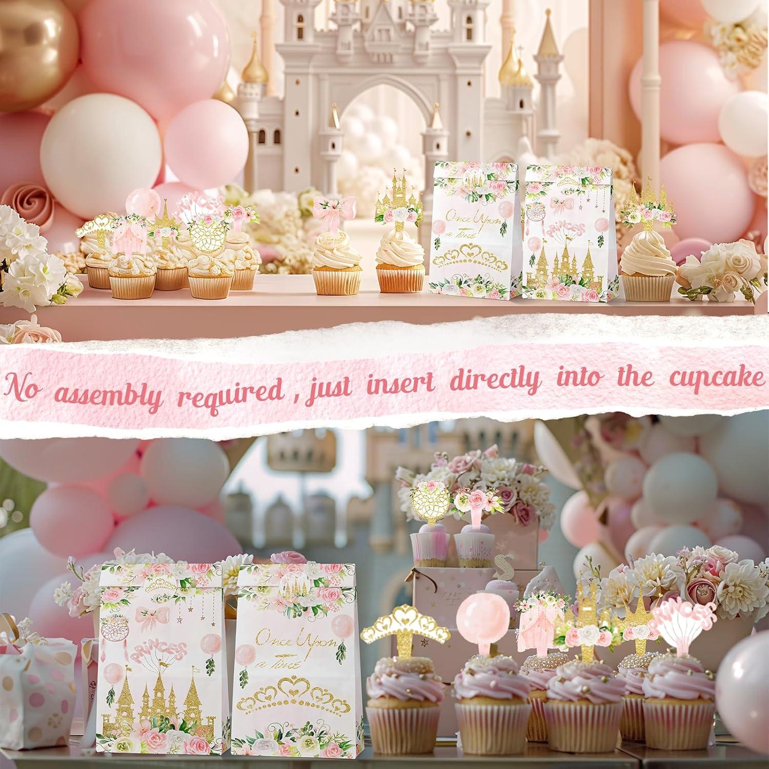 40 Toppers de Cupcakes Princesa - Decoración Fiesta Cumpleaños