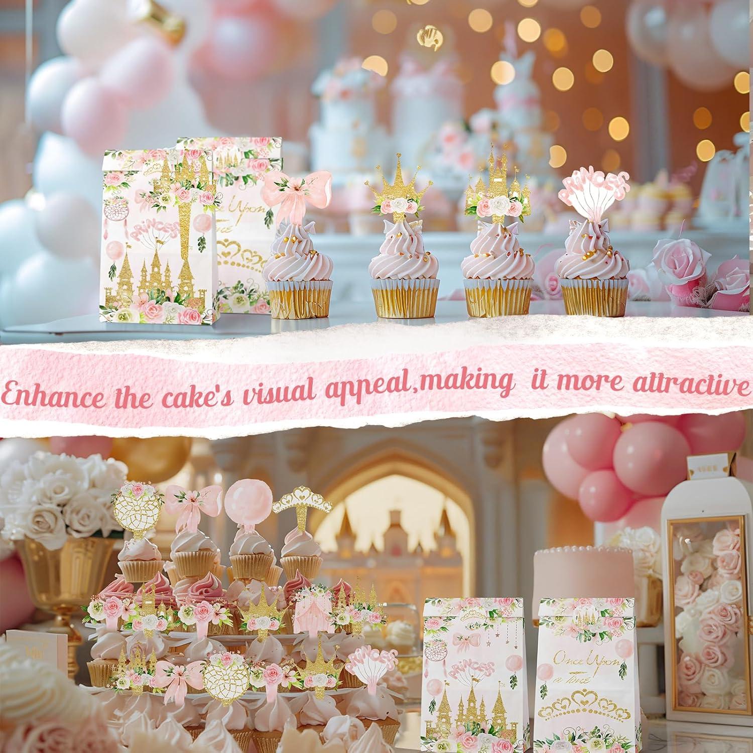 40 Toppers de Cupcakes Princesa - Decoración Fiesta Cumpleaños