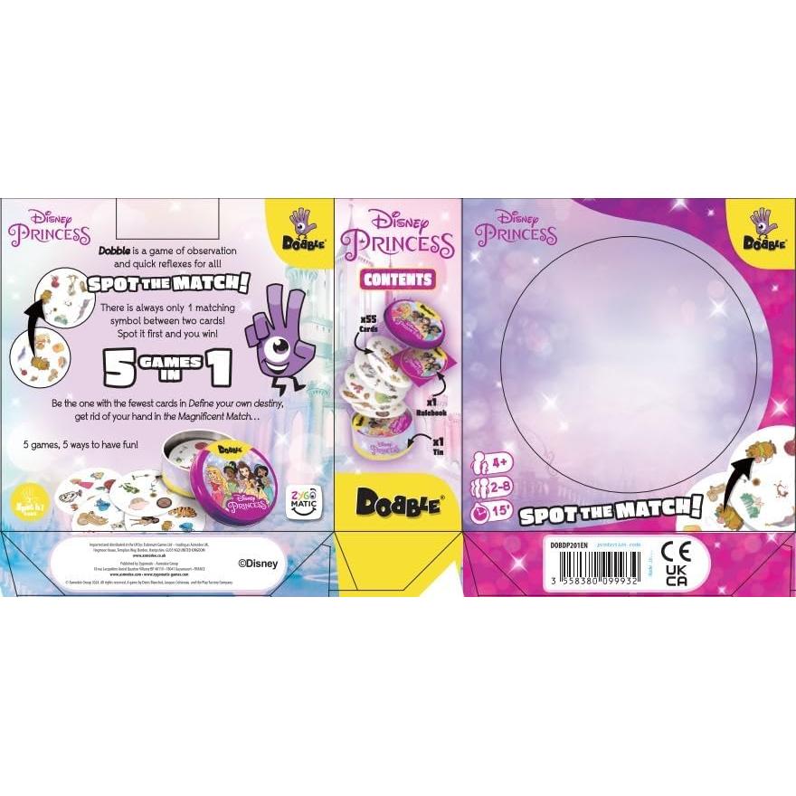 Juego de Cartas Dobble Princesa Disney - Asmodee - 2-8 Jugadores