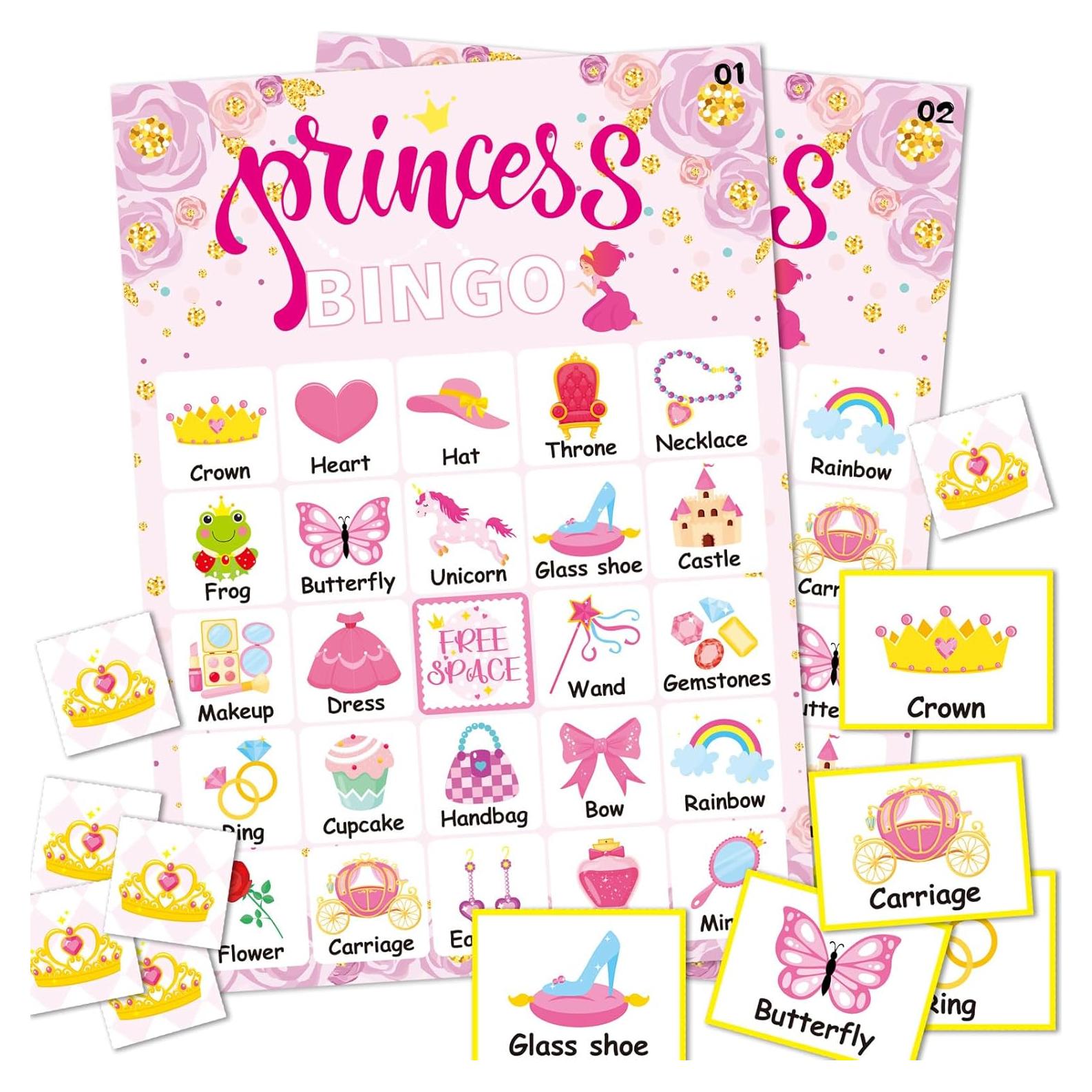 Juego de Bingo Princesa Rosa 24 Jugadores TOPEUM 12.7x17.8cm