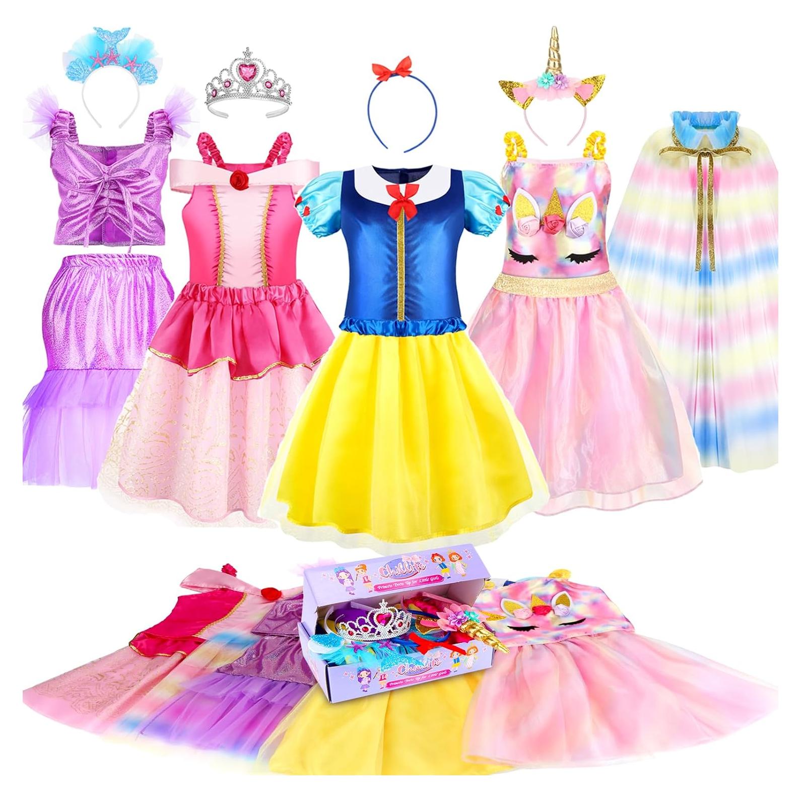 Conjunto de Disfraces de Princesa para Niñas 3-8 Años - 4 Temáticas