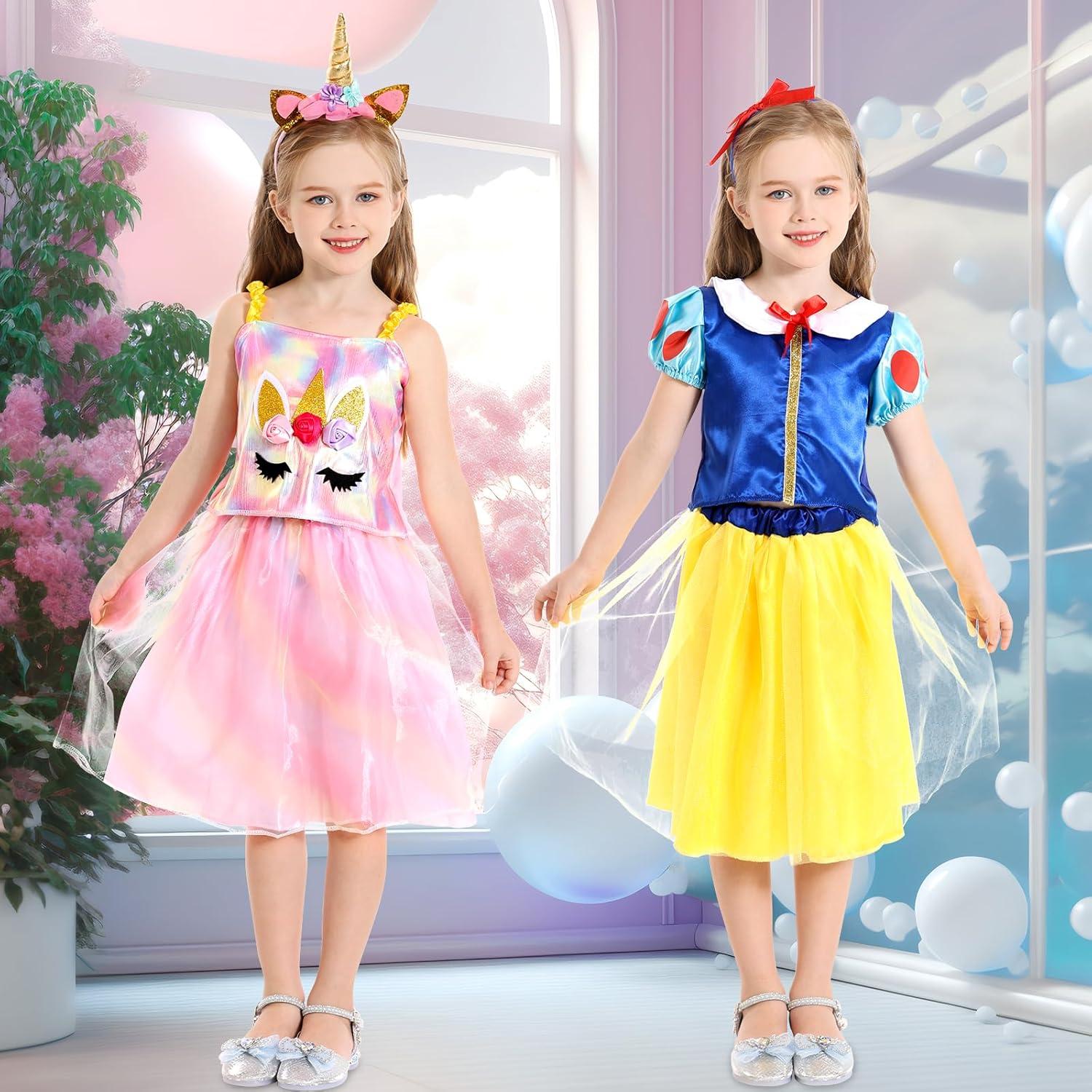 Conjunto de Disfraces de Princesa para Niñas 3-8 Años - 4 Temáticas