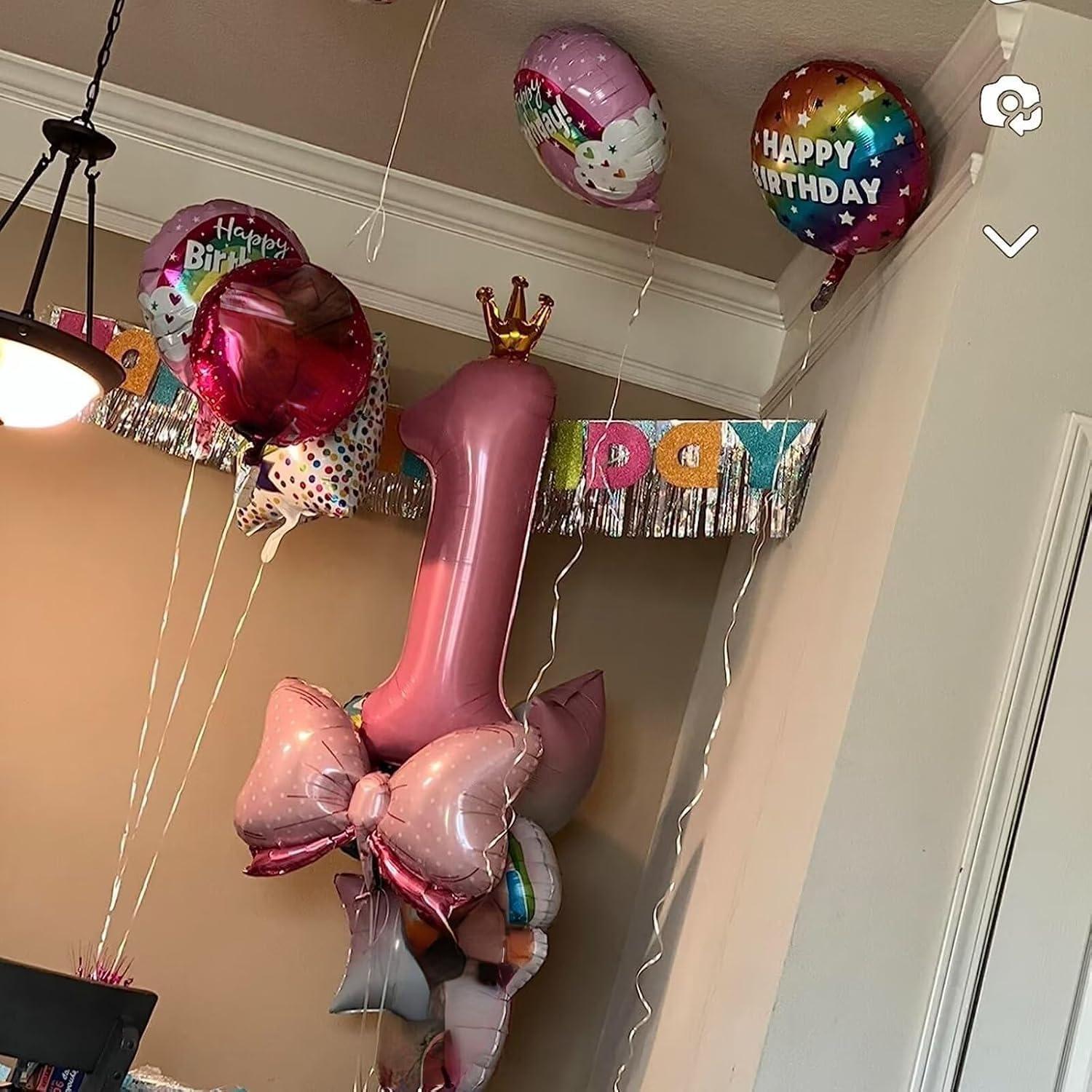 Decoraciones de Cumpleaños Rosa 2 Años KEPMOV - Globos de Aluminio