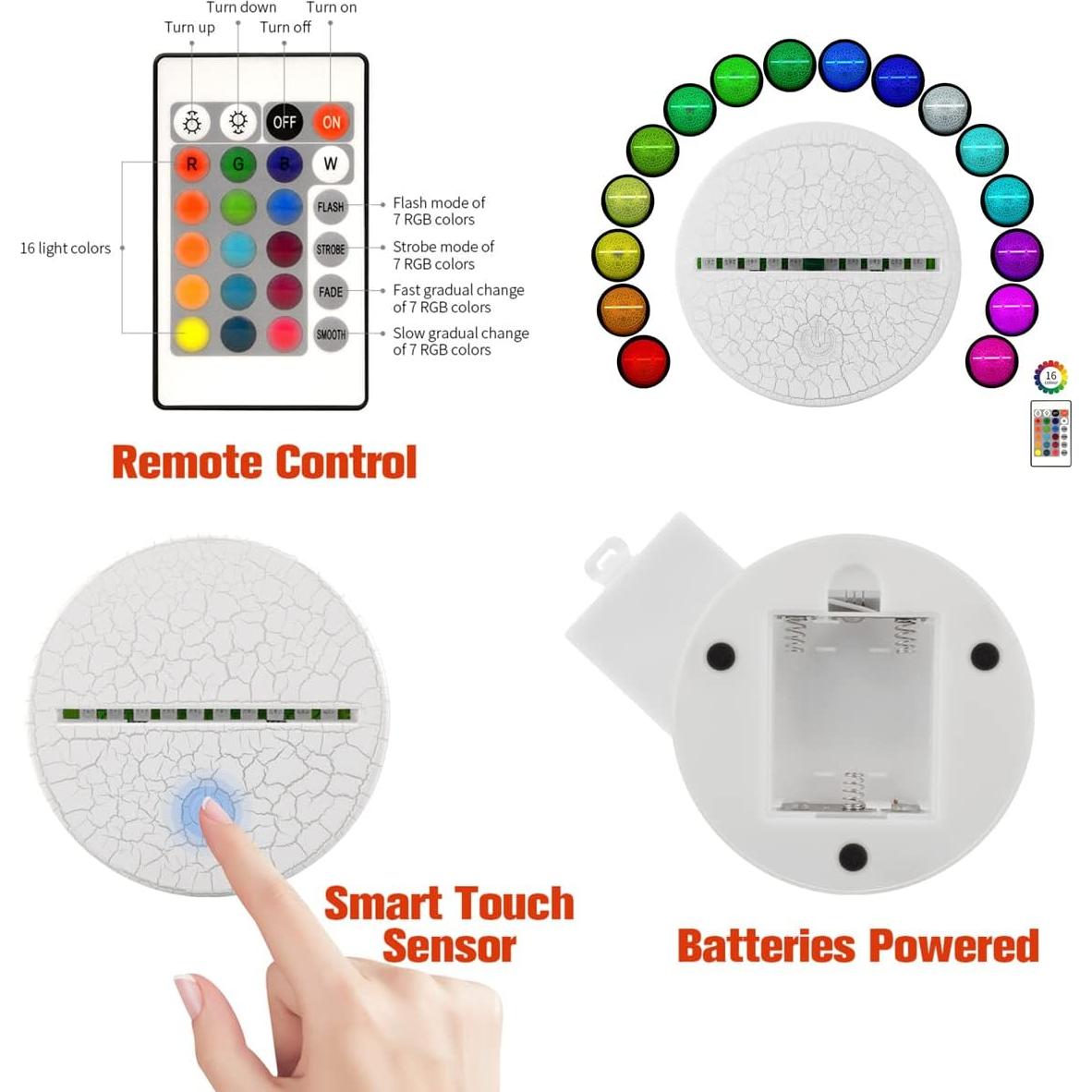 Lámpara de Noche 3D i-CHONY Princesa con Control Remoto 16 Colores