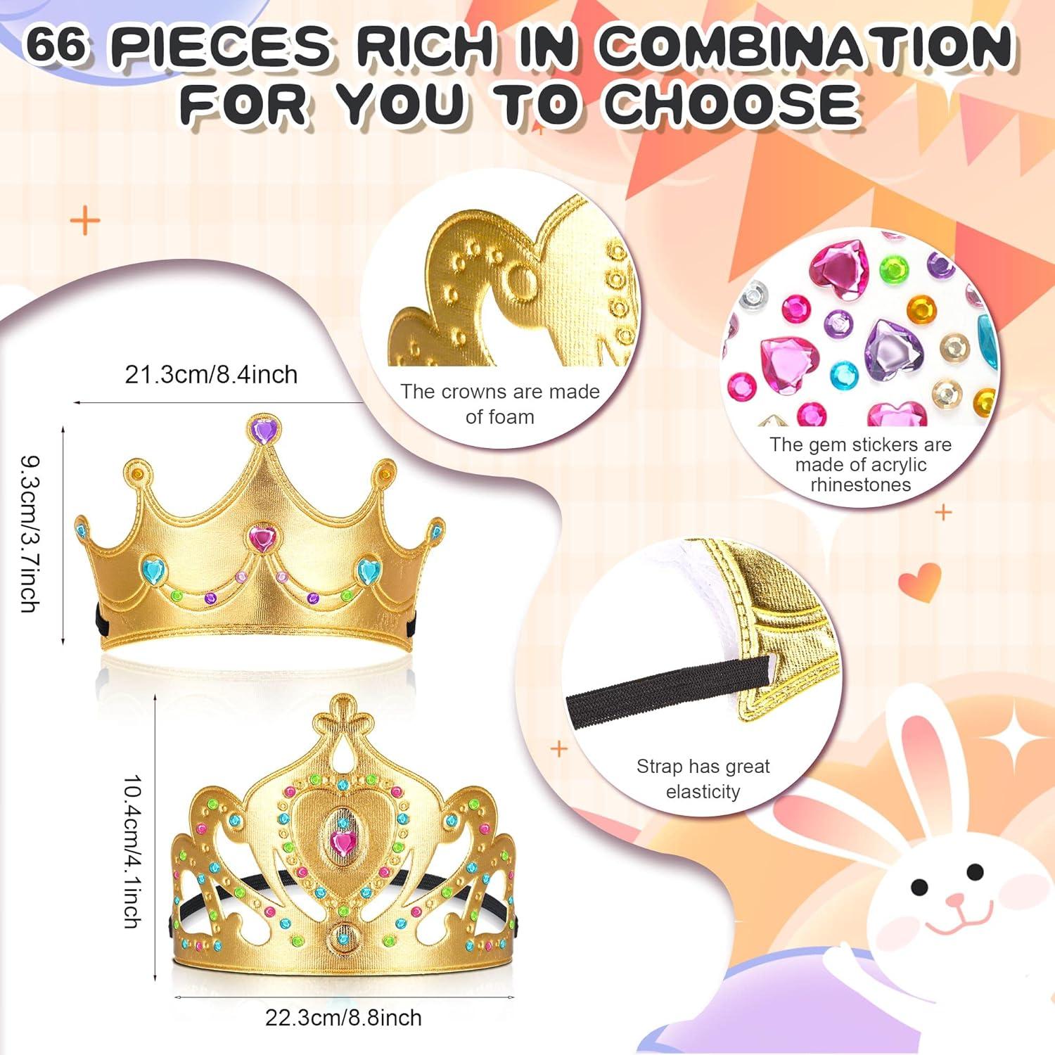 Kit de Diademas de Princesa DIY Yaomiao - 66 Piezas Oro
