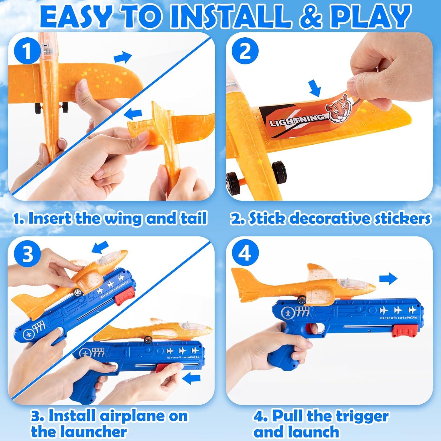 Bigdream 6 Aviones Lanzadores LED para Niños 3 a 12 Años