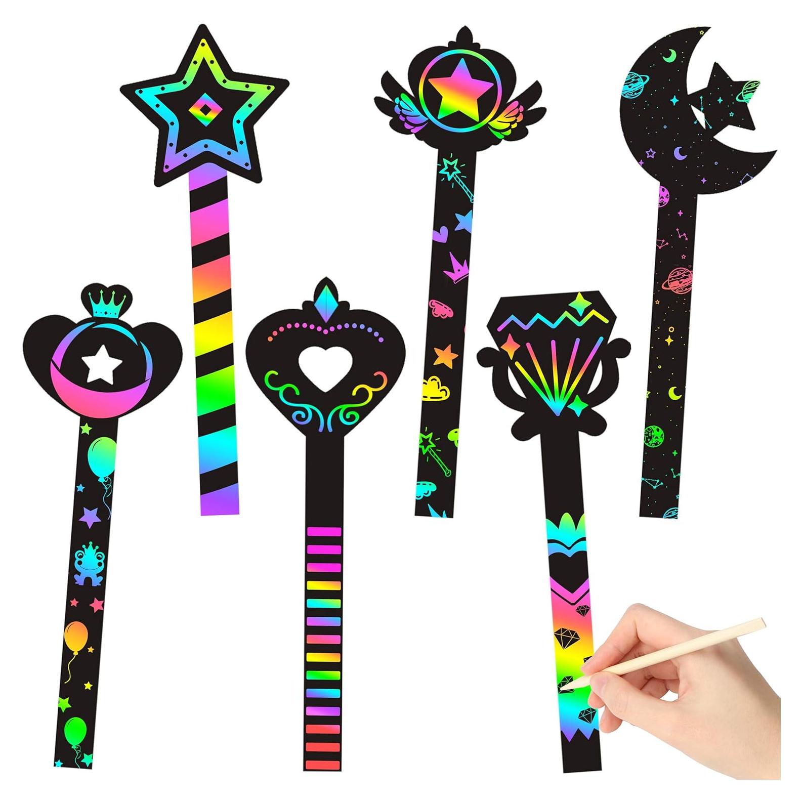 Set de Manualidades WATINC 30Pcs Papel de Rascar Varita de Hada