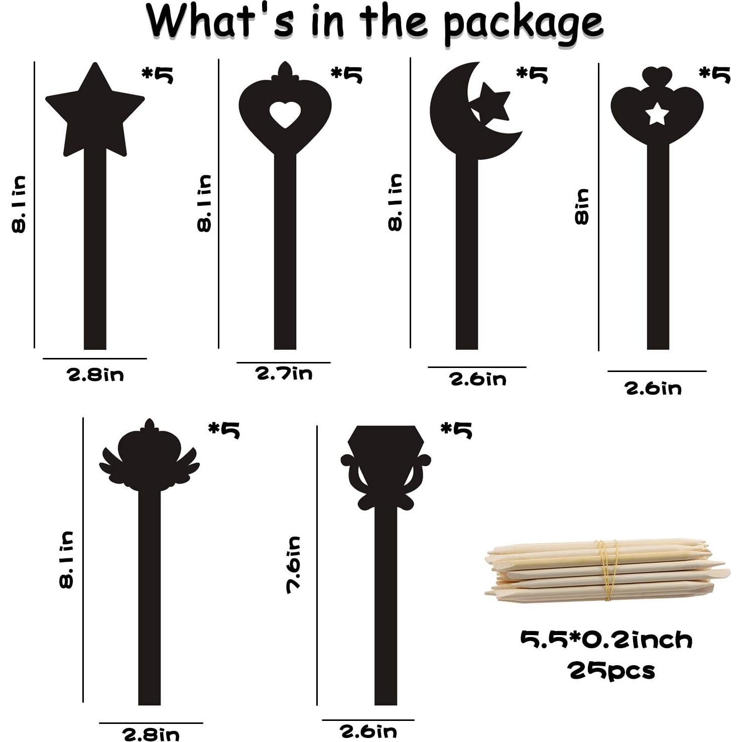 Set de Manualidades WATINC 30Pcs Papel de Rascar Varita de Hada