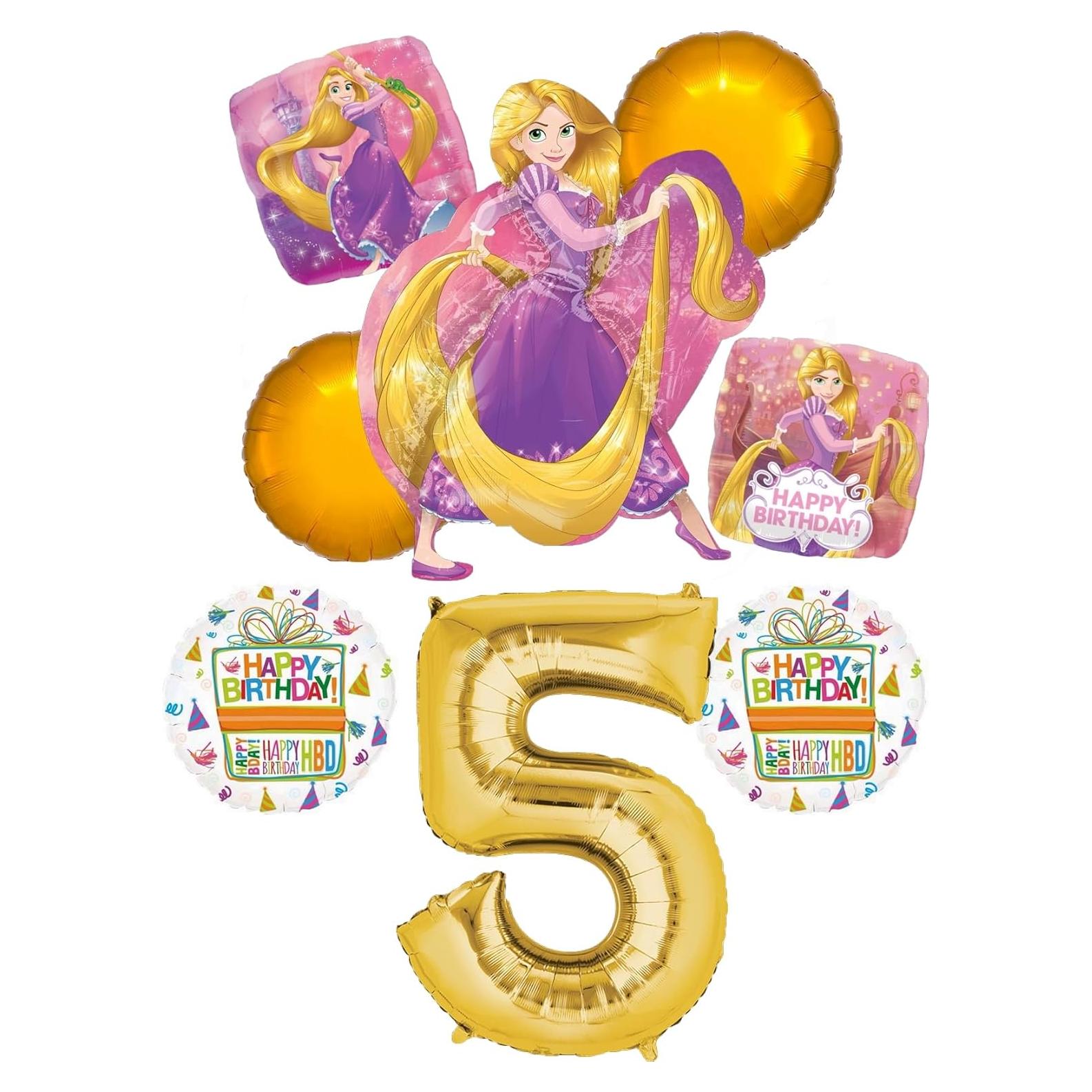 Decoraciones de Globos Rapunzel Disney 5 Años Anagram