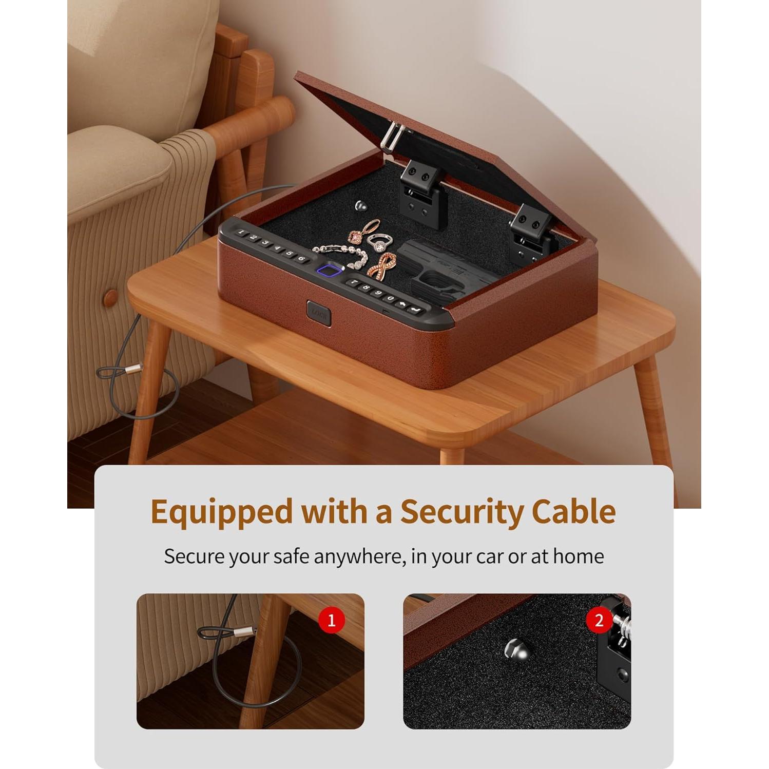 Caja Fuerte Biométrica BILLCONCH para Pistolas - 4 Métodos de Acceso