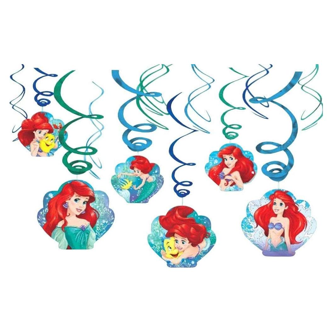 Decoración Fiesta Cumpleaños Disney Ariel 12 Piezas