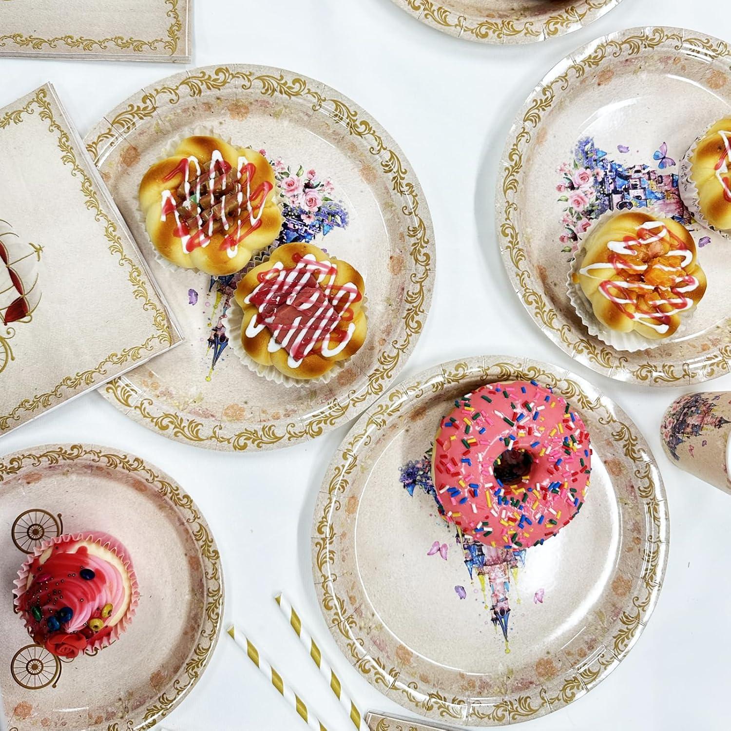 Juego de Vajilla de Fiesta de Princesa AIBIIN 112 PCS para 16