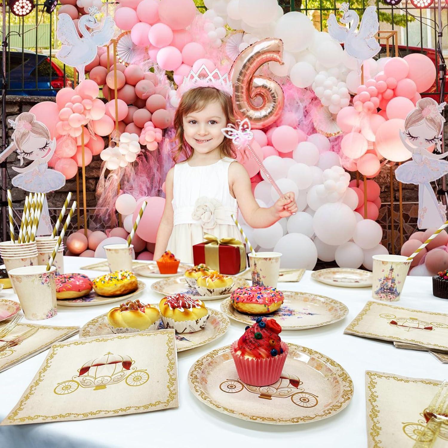 Juego de Vajilla de Fiesta de Princesa AIBIIN 112 PCS para 16