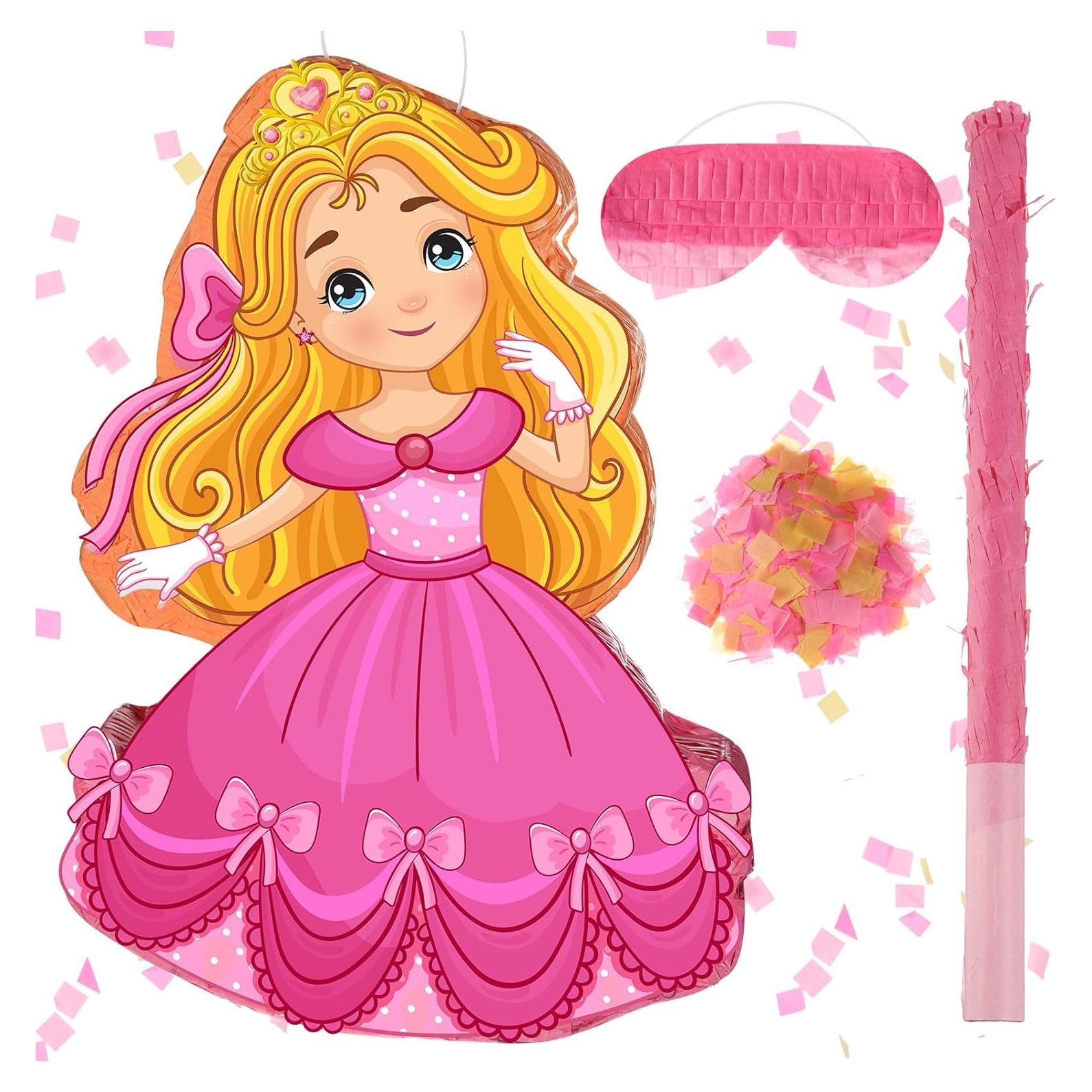 Conjunto Fiesta Princesa Threan - Piñata, Bastón, Máscara, Confeti