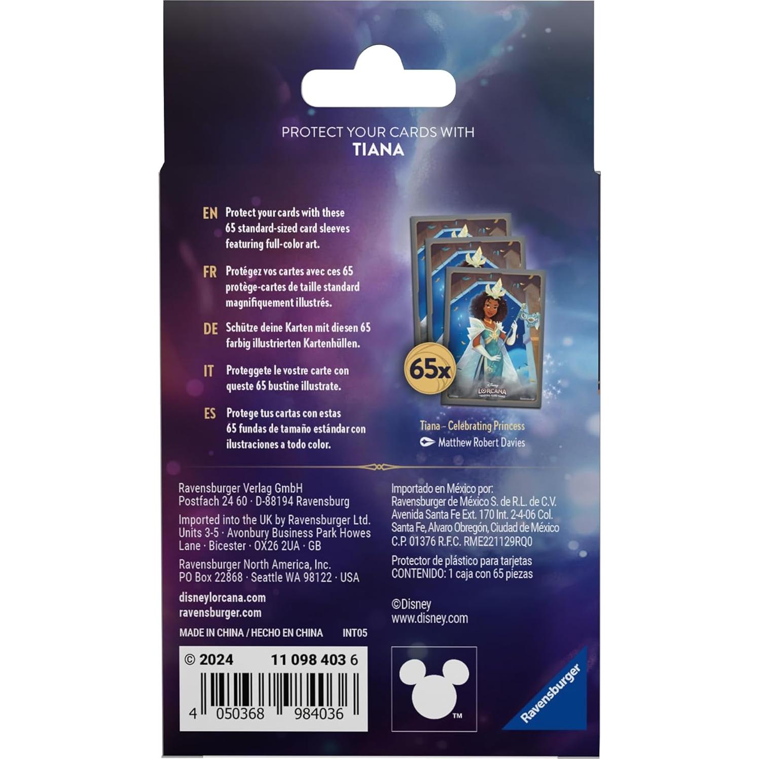 Mangas para cartas TCG Ravensburger Disney Lorcana Tiana 65 Unidades