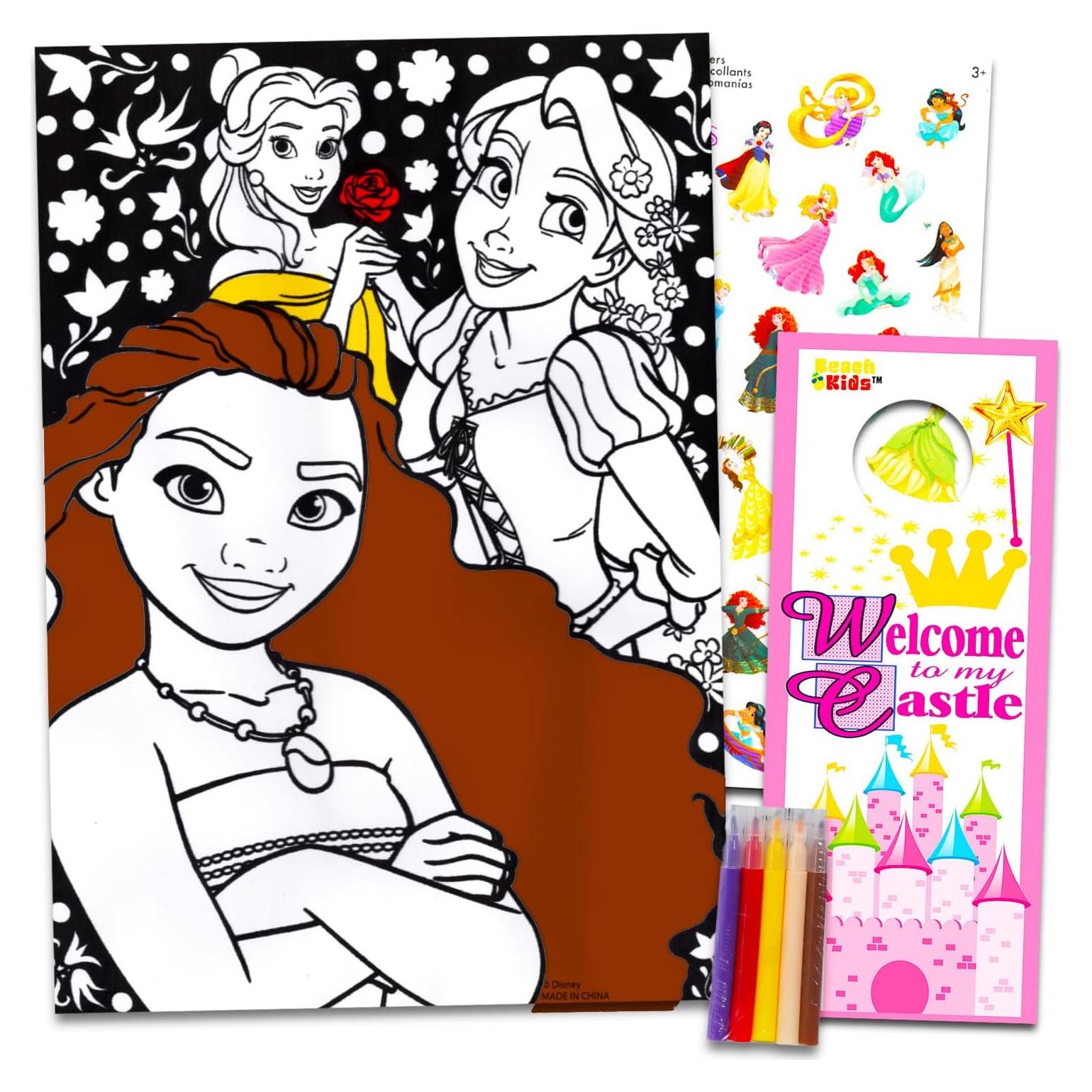 Póster de Colorear Terciopelo Disney con Marcadores y Stickers