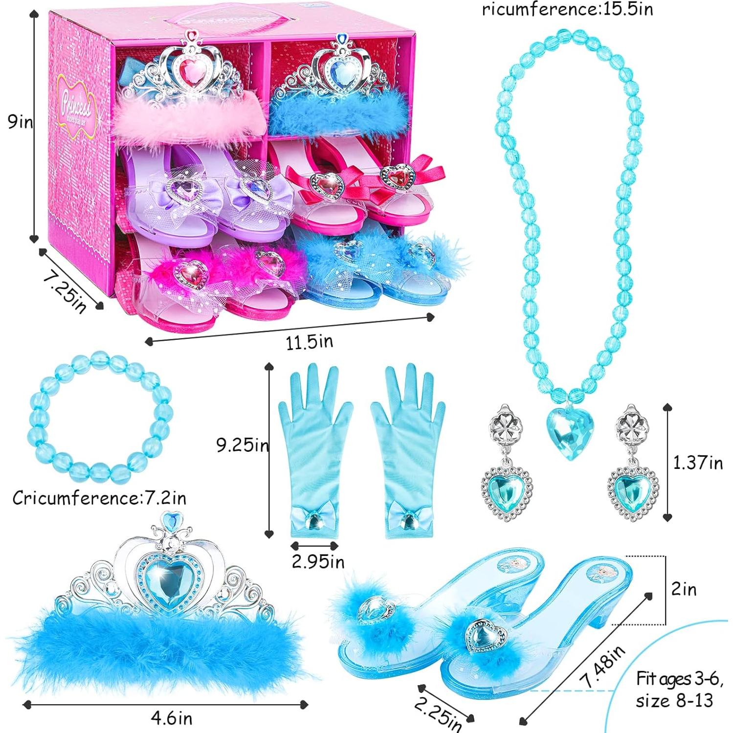 Conjunto de Princesa DISHIO con 4 Pares de Zapatos y Joyería