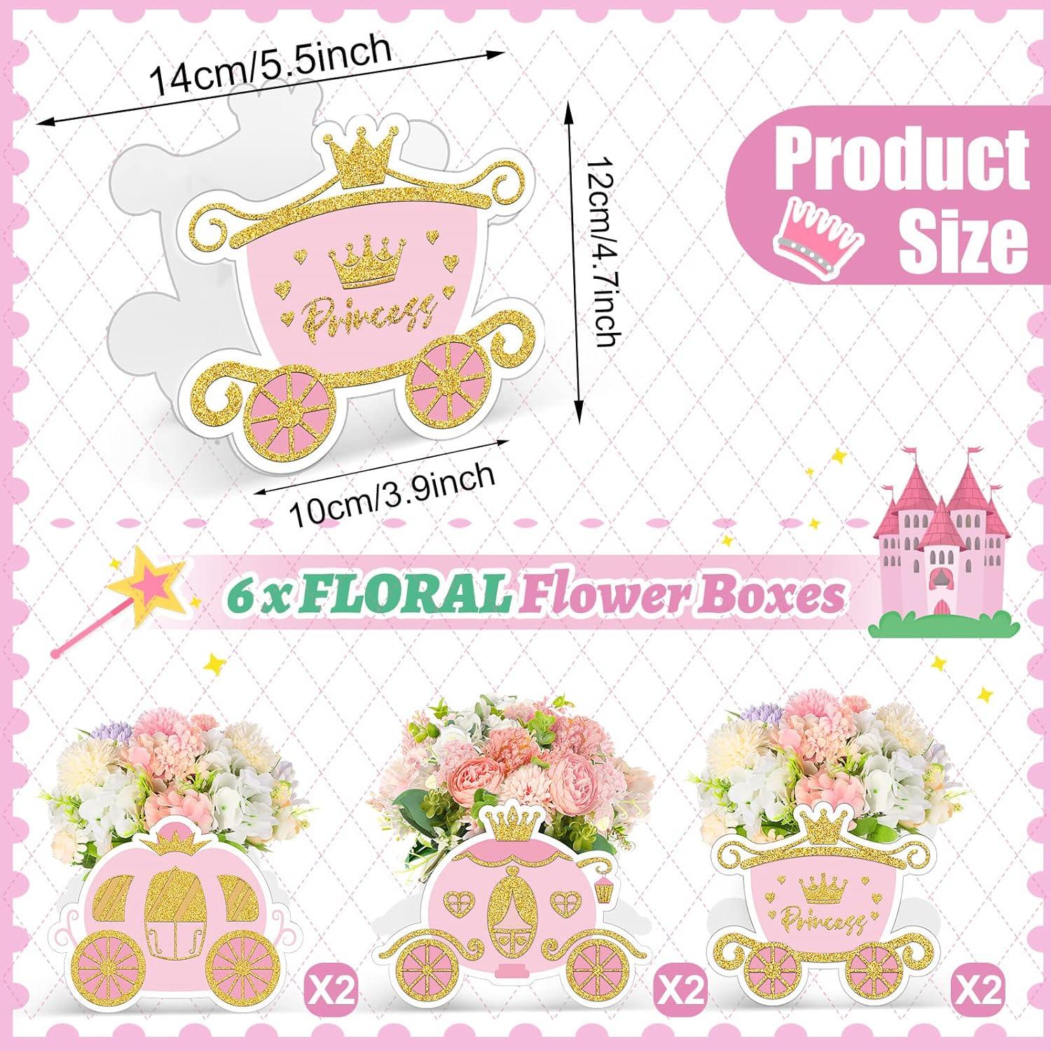 6 Cajas de Golosinas Princesa Teling Carroza Rosa 14x12x10cm