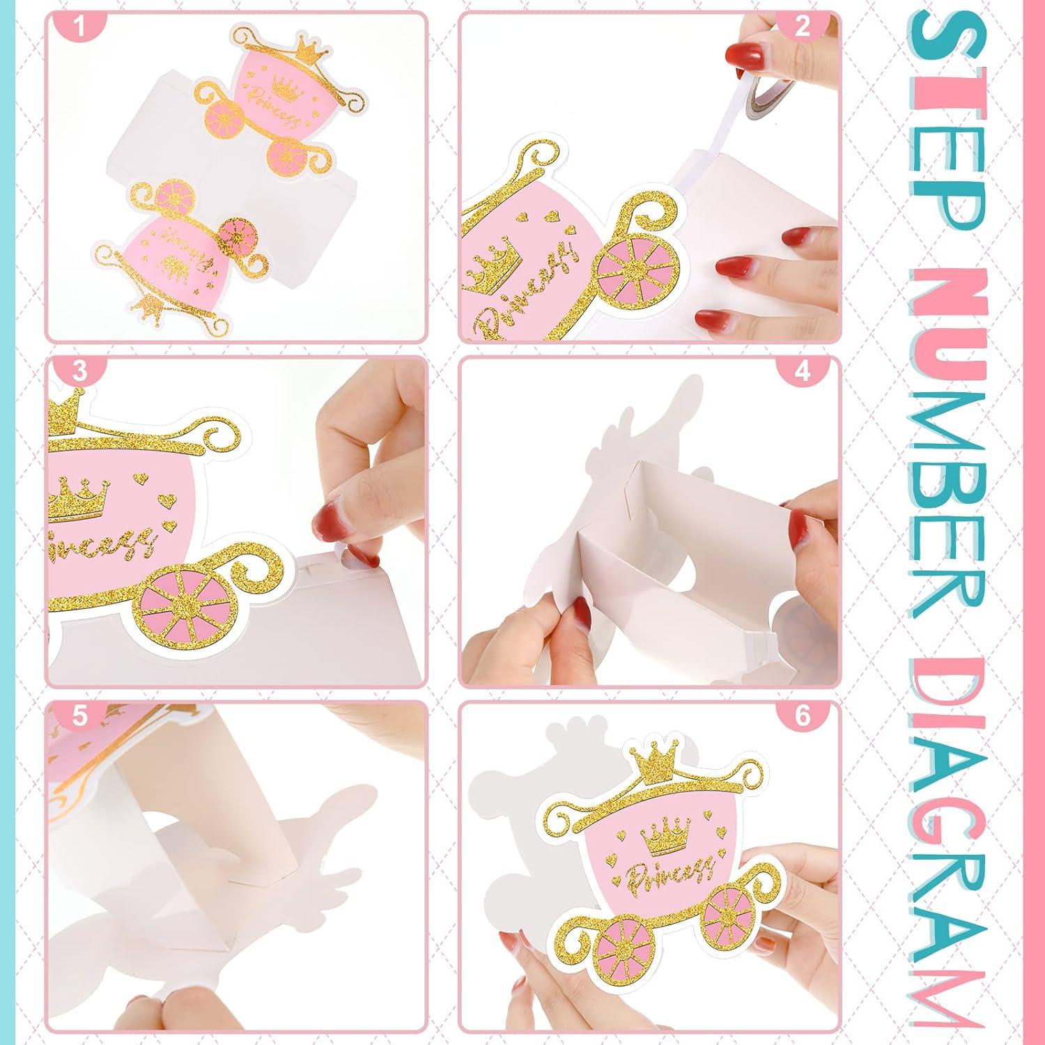 6 Cajas de Golosinas Princesa Teling Carroza Rosa 14x12x10cm