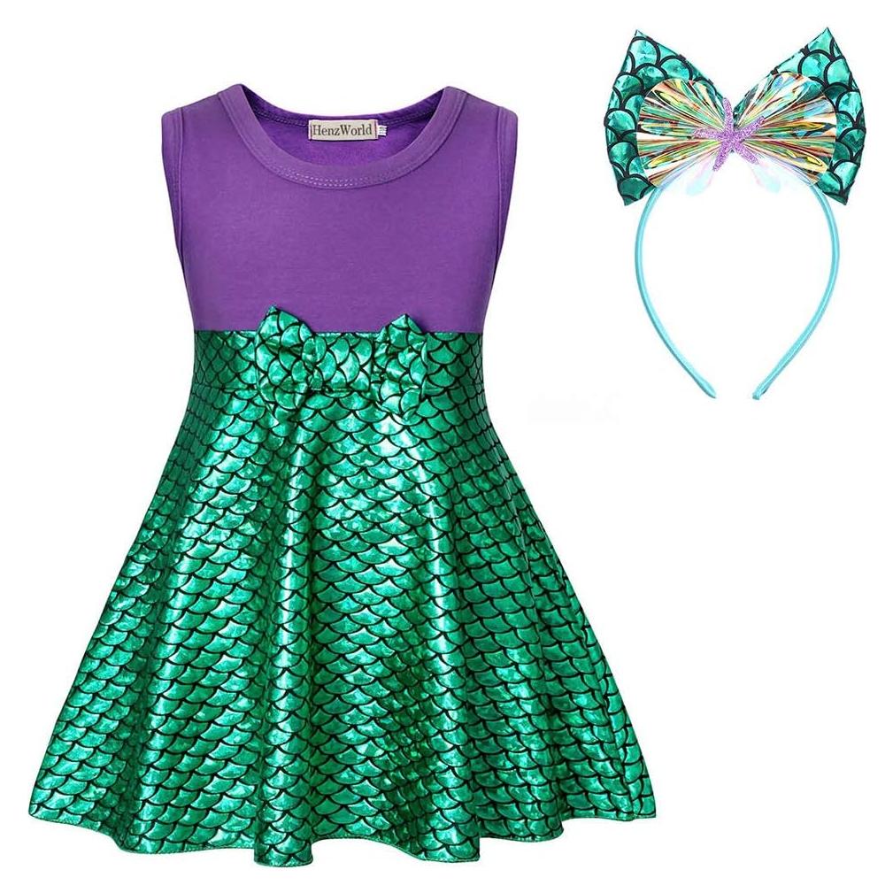 Vestido de Sirena para Niñas HenzWorld con Diadema - 1 a 8 Años