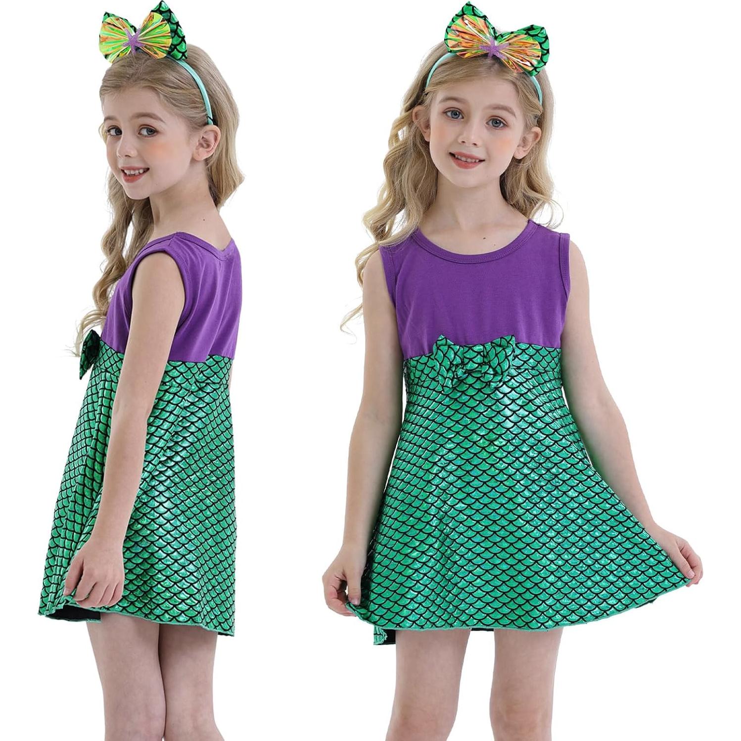 Vestido de Sirena para Niñas HenzWorld con Diadema - 1 a 8 Años