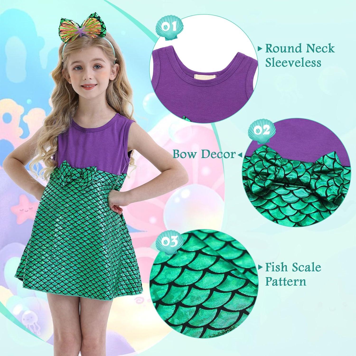 Vestido de Sirena para Niñas HenzWorld con Diadema - 1 a 8 Años