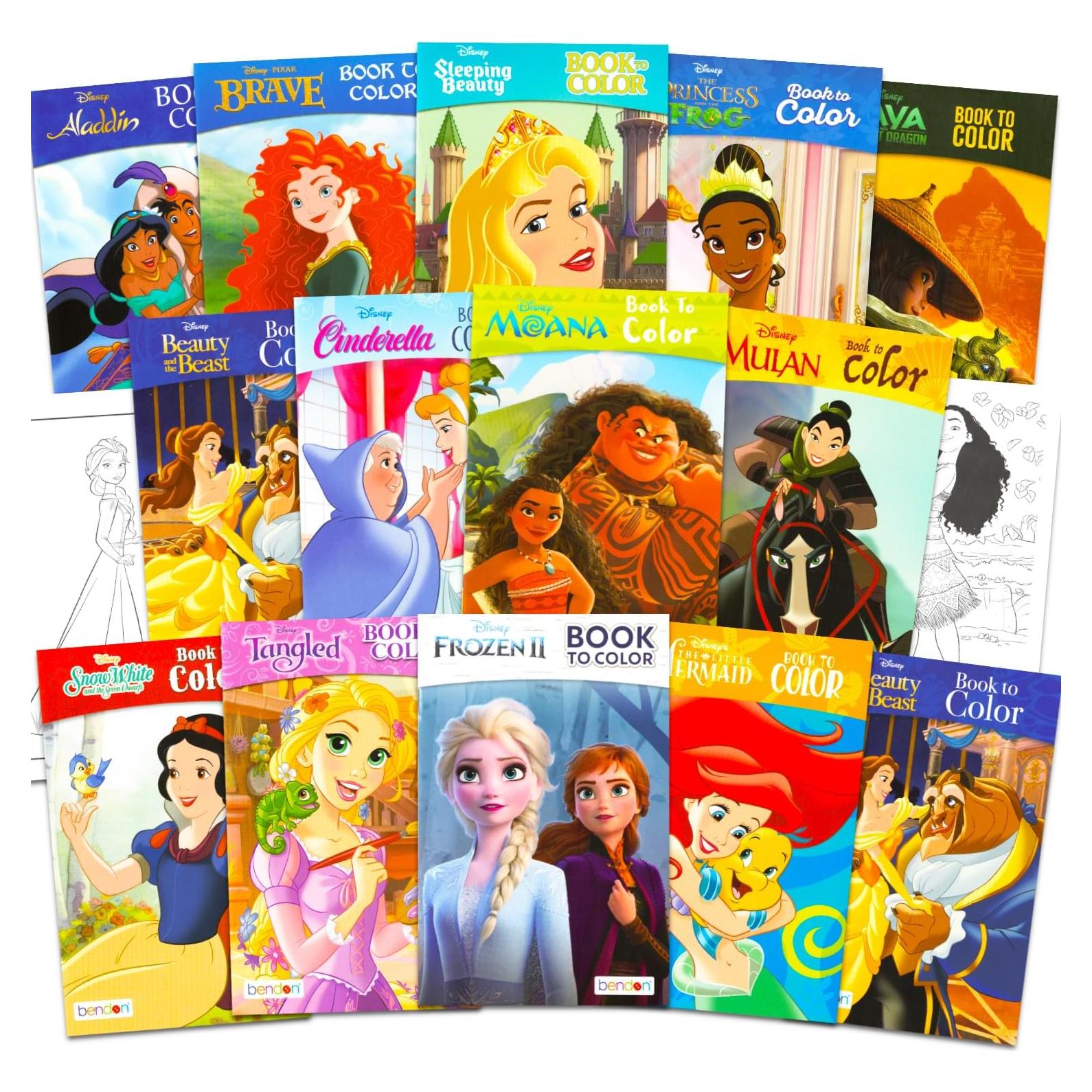 Paquete de Mini Libros para Colorear Disney - 14 Libros de Princesas