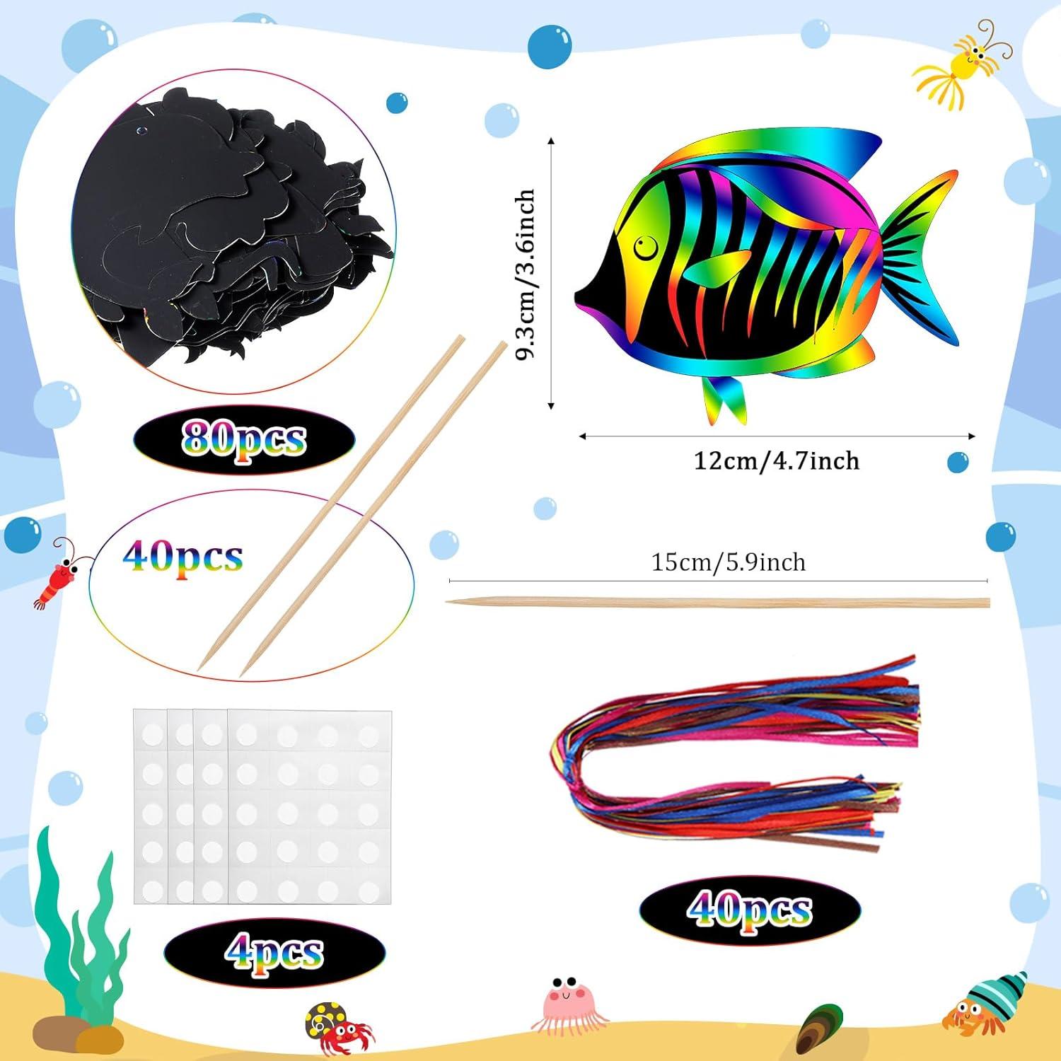 Kit de Tarjetas de Rascar Peces Tropicales Motionchic 80 Piezas