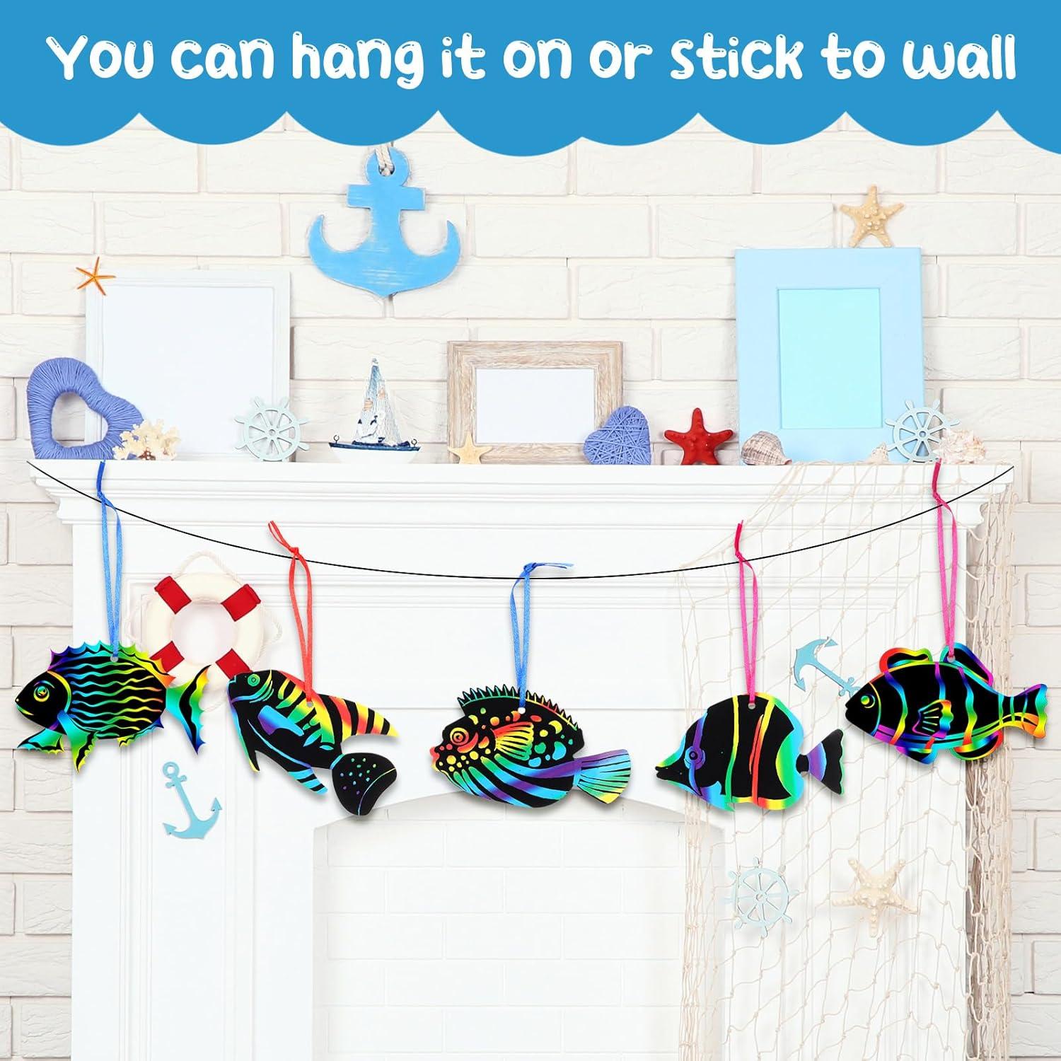 Kit de Tarjetas de Rascar Peces Tropicales Motionchic 80 Piezas