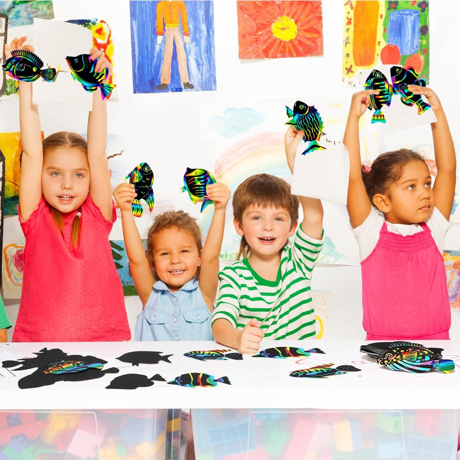 Kit de Tarjetas de Rascar Peces Tropicales Motionchic 80 Piezas