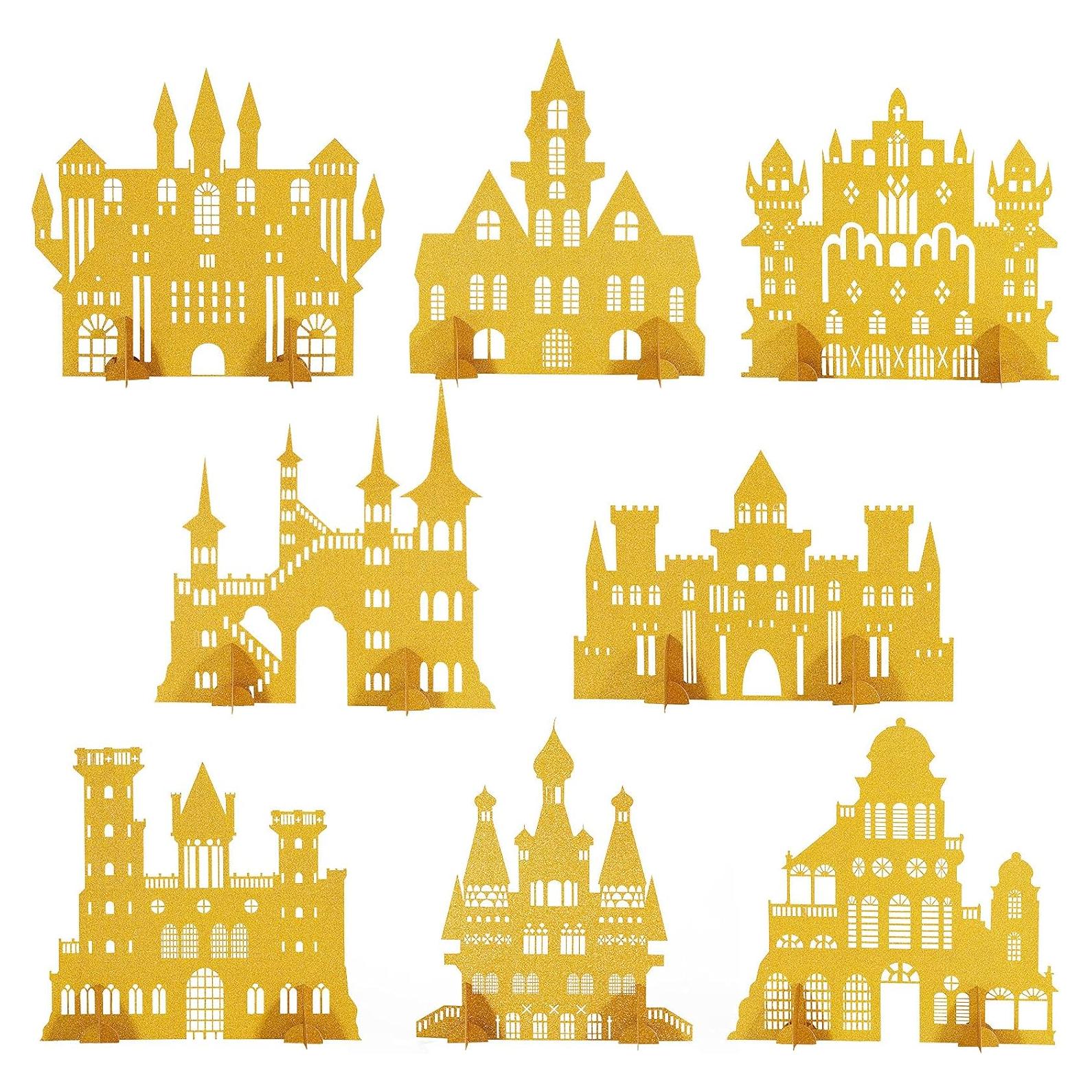 Centro de Mesa Castillo Dorado Tenare - 8 Piezas Decorativas