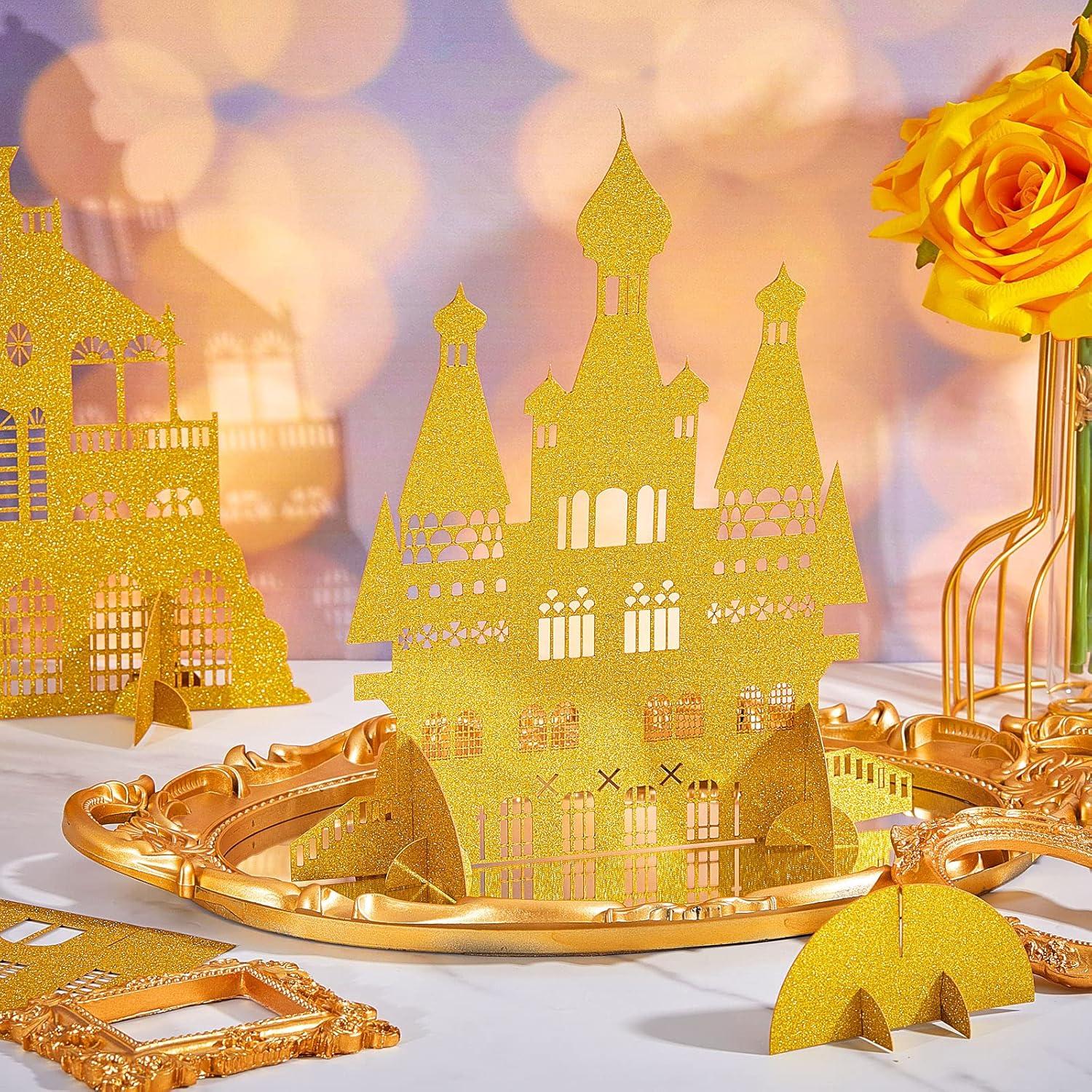 Centro de Mesa Castillo Dorado Tenare - 8 Piezas Decorativas