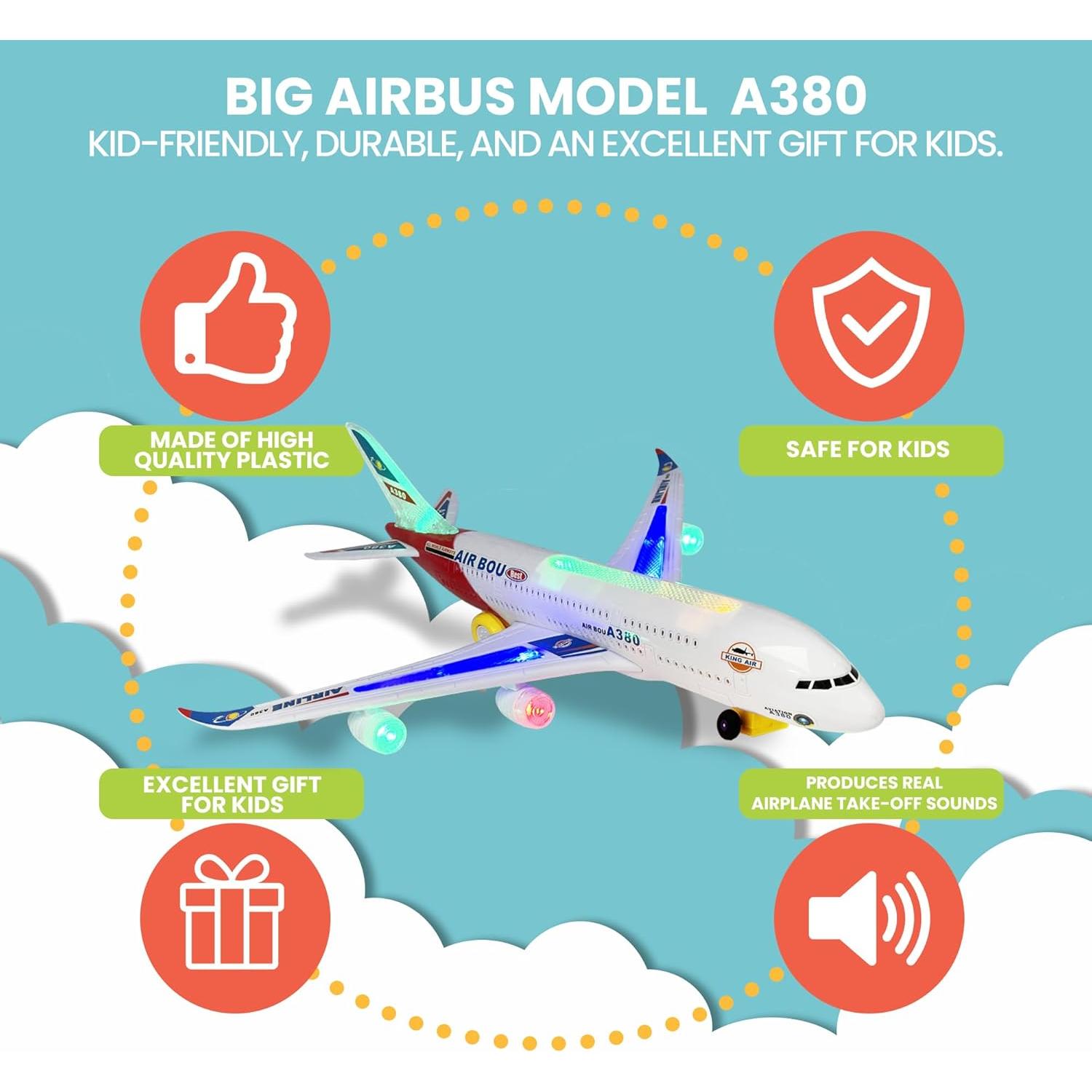 Juguete de avión Kidsthrill A380 con luces y sonidos