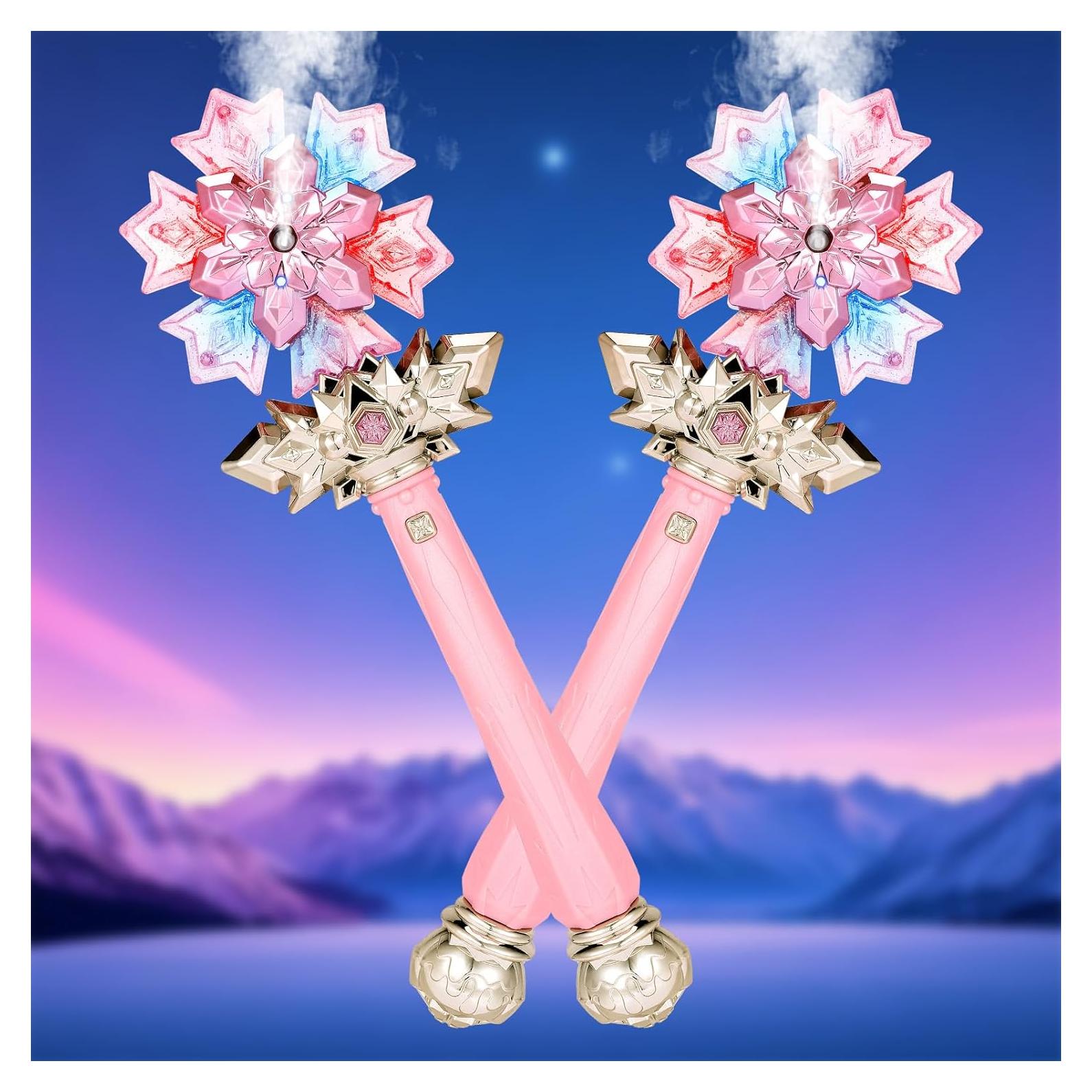 Varita Mágica de Copo de Nieve Rosa CaptainWiz con Música y Rocío