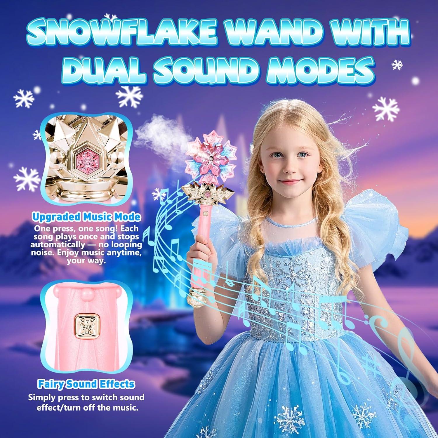 Varita Mágica de Copo de Nieve Rosa CaptainWiz con Música y Rocío
